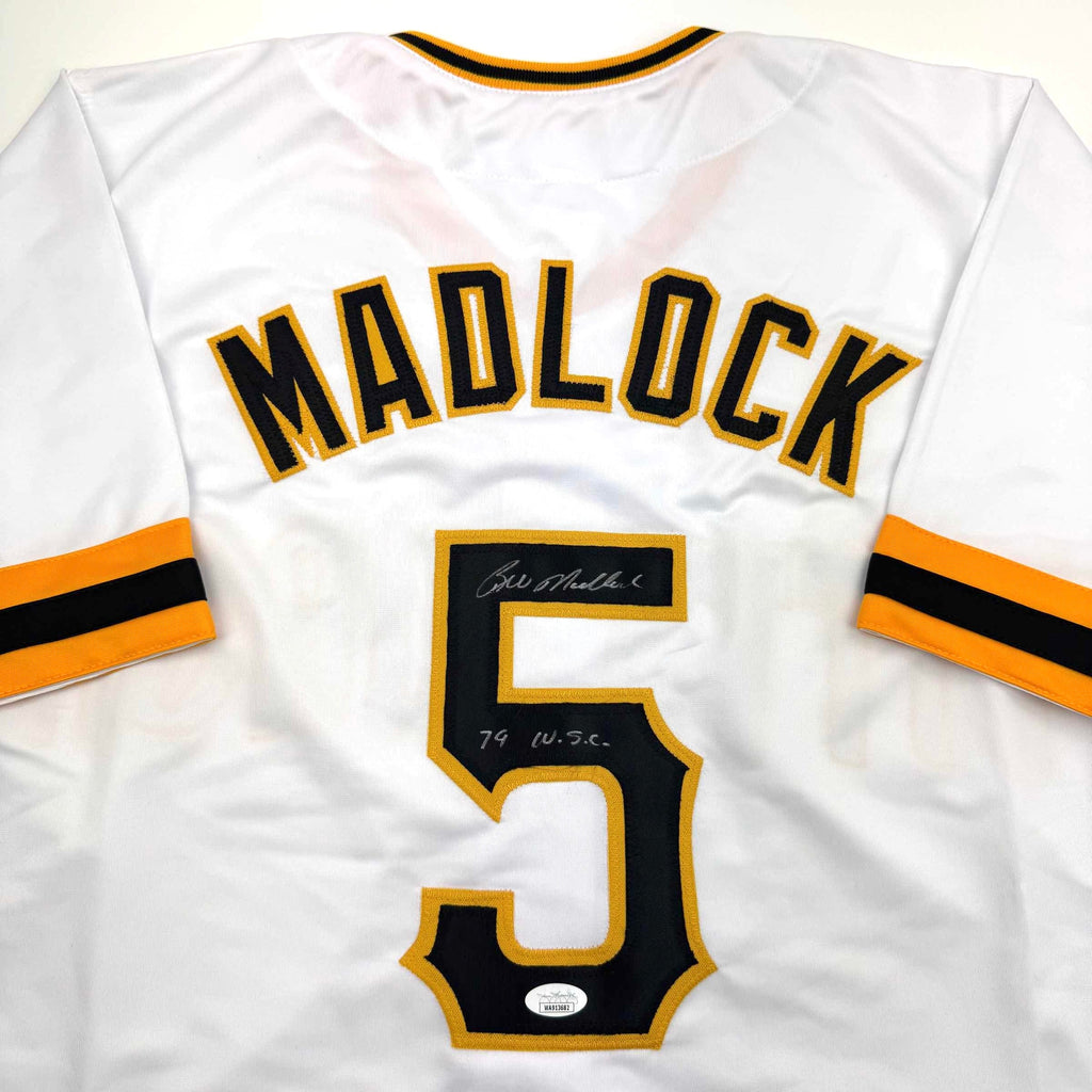 autographed-signed-bill-madlock-pittsburgh-white-baseball-jersey-jsa-coa
