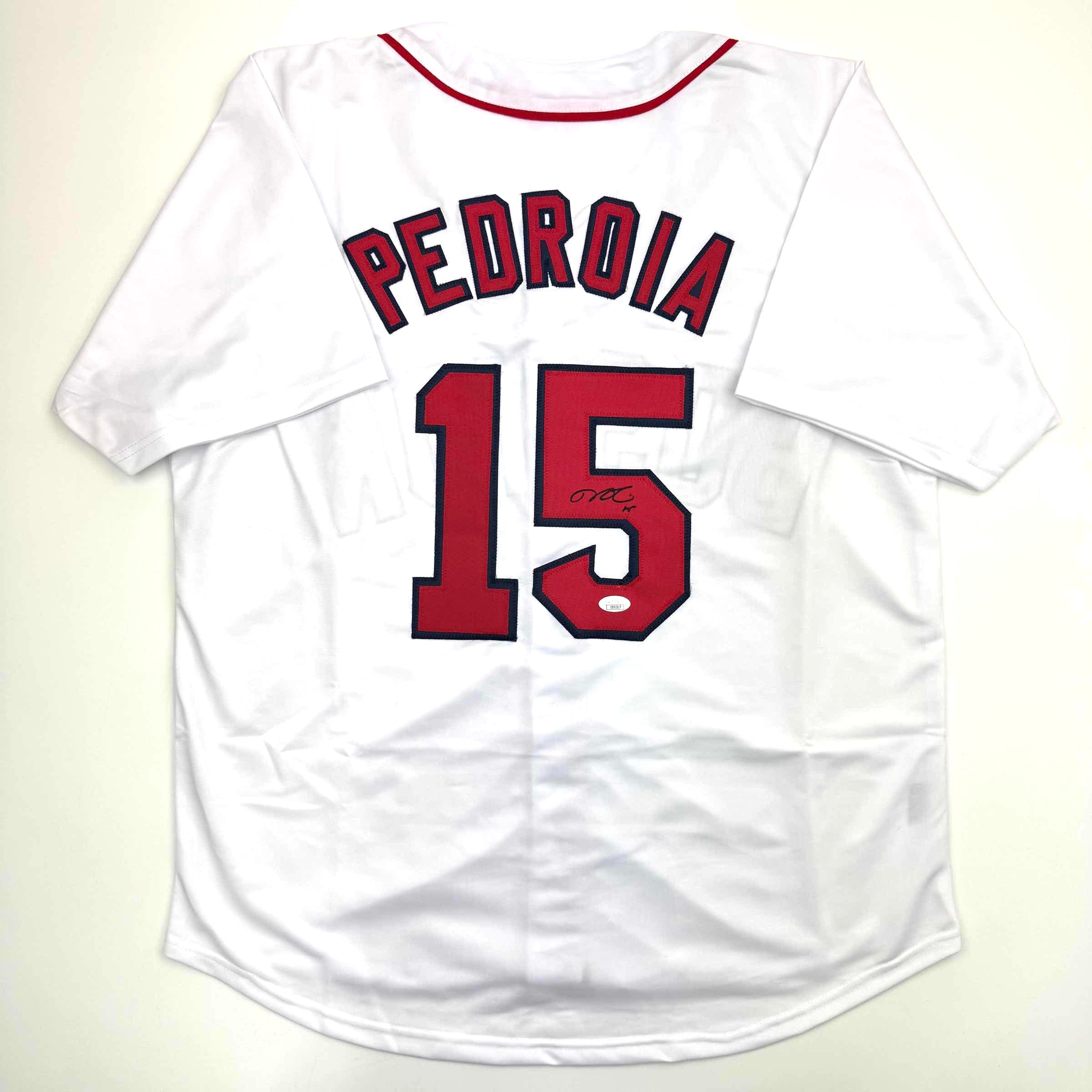 autographed-signed-dustin-pedroia-boston-white-baseball-jersey-jsa-coa