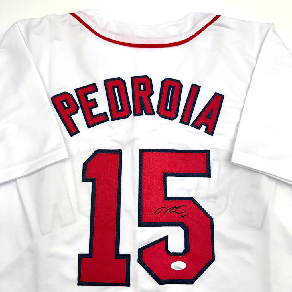 autographed-signed-dustin-pedroia-boston-white-baseball-jersey-jsa-coa
