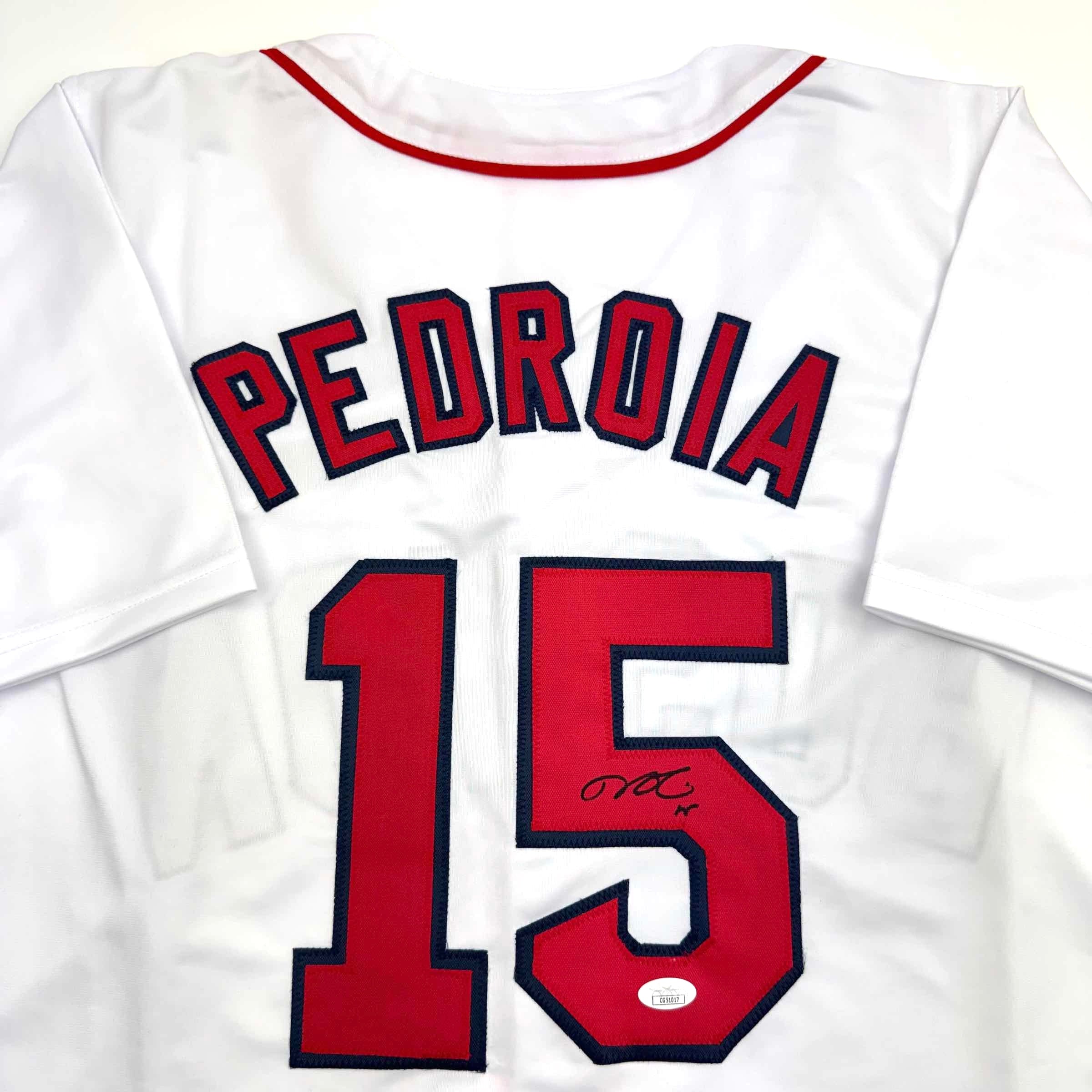 autographed-signed-dustin-pedroia-boston-white-baseball-jersey-jsa-coa