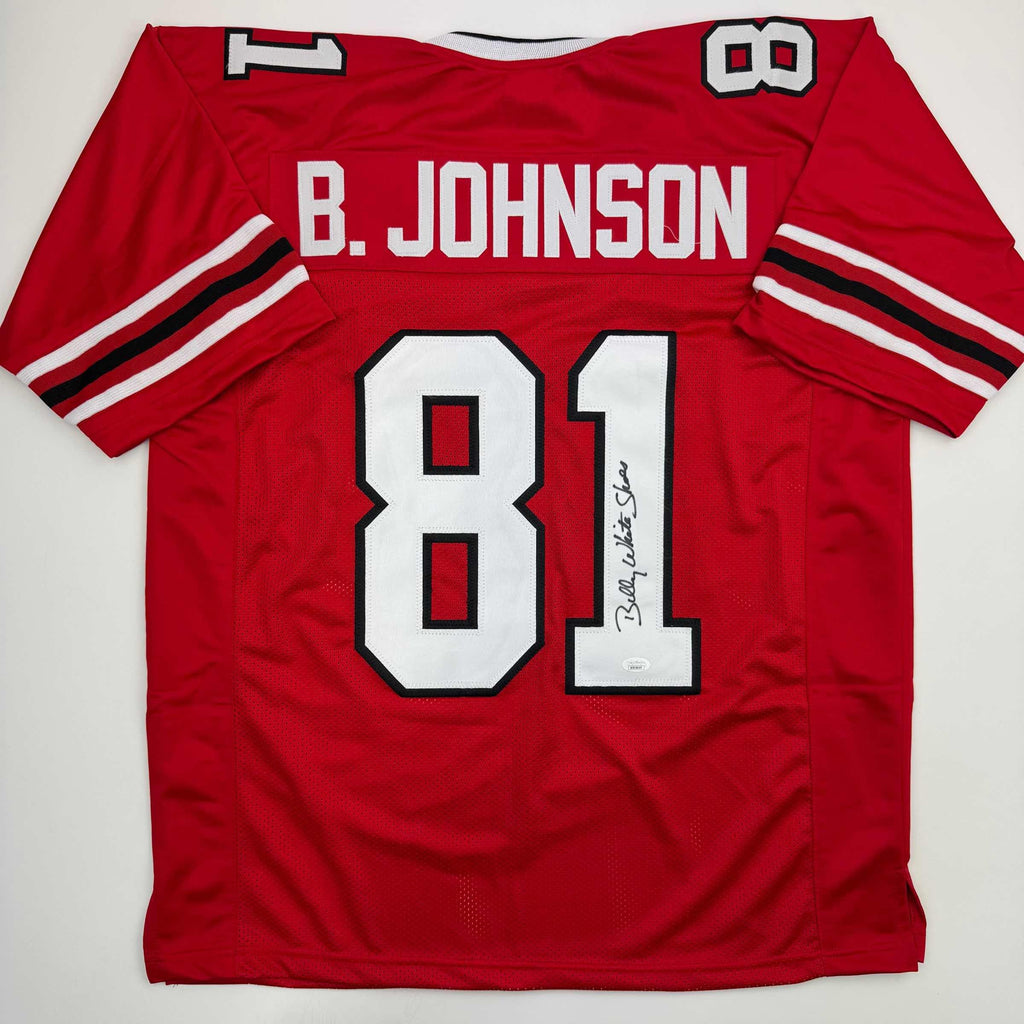 autographed-signed-billy-white-shoes-johnson-atlanta-red-football-jersey-jsa-coa