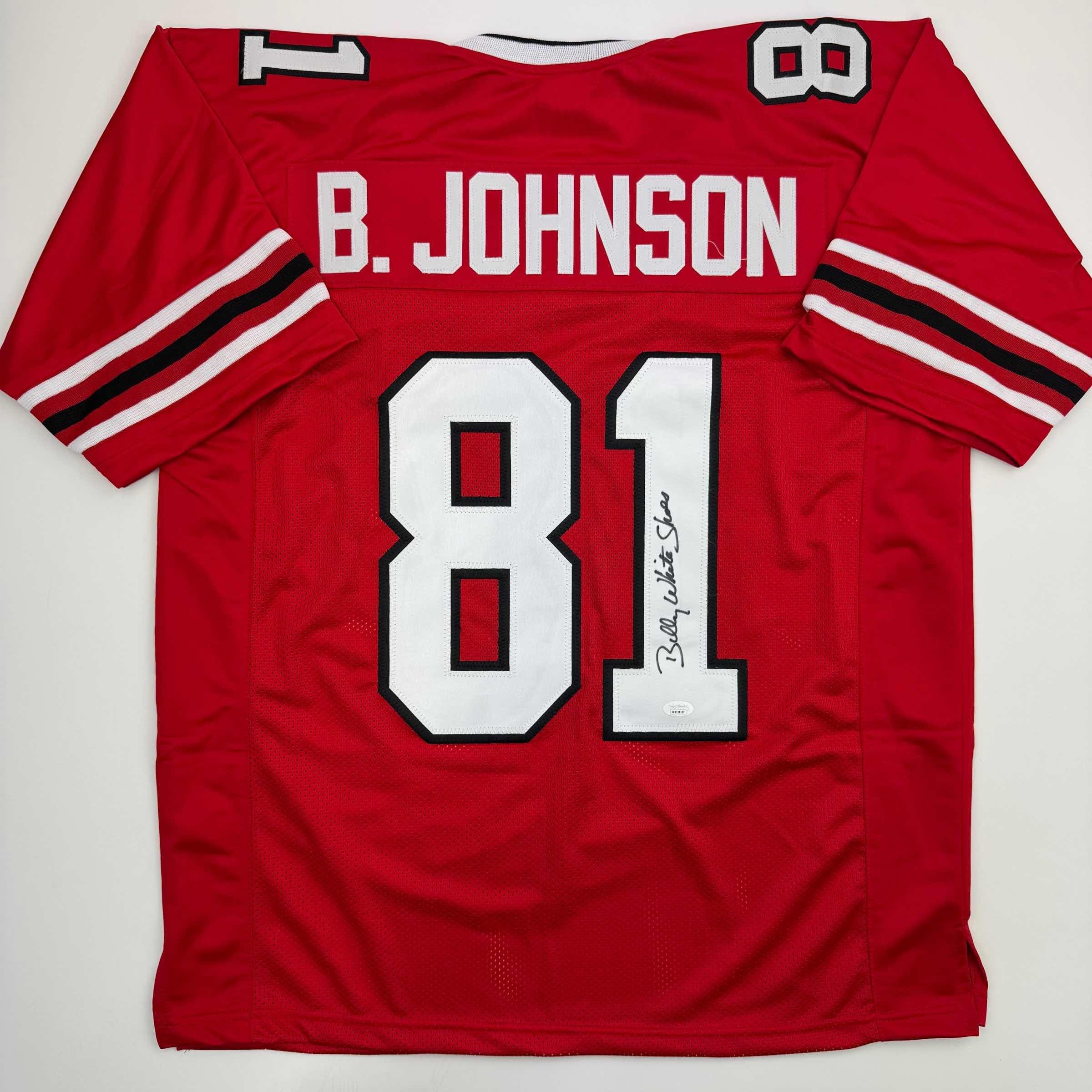 autographed-signed-billy-white-shoes-johnson-atlanta-red-football-jersey-jsa-coa