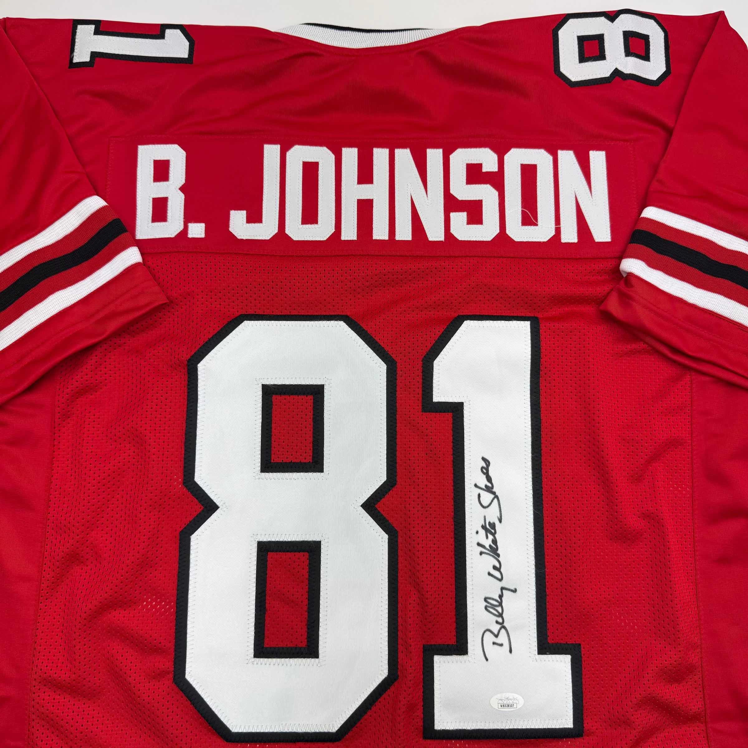 autographed-signed-billy-white-shoes-johnson-atlanta-red-football-jersey-jsa-coa