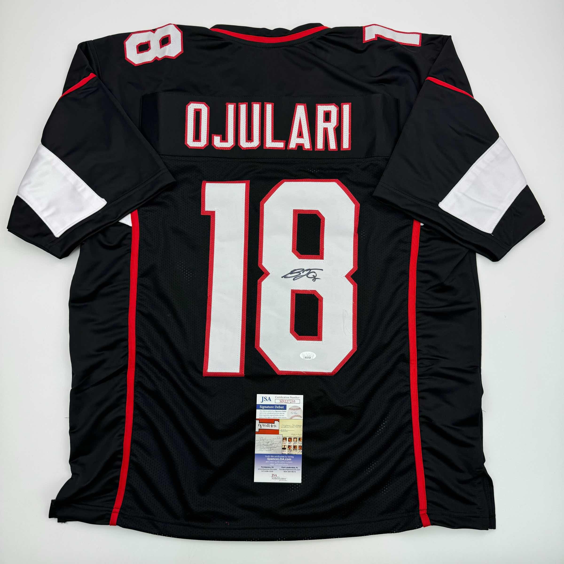 autographed-signed-b-j-bj-ojulari-arizona-black-football-jersey-jsa-coa