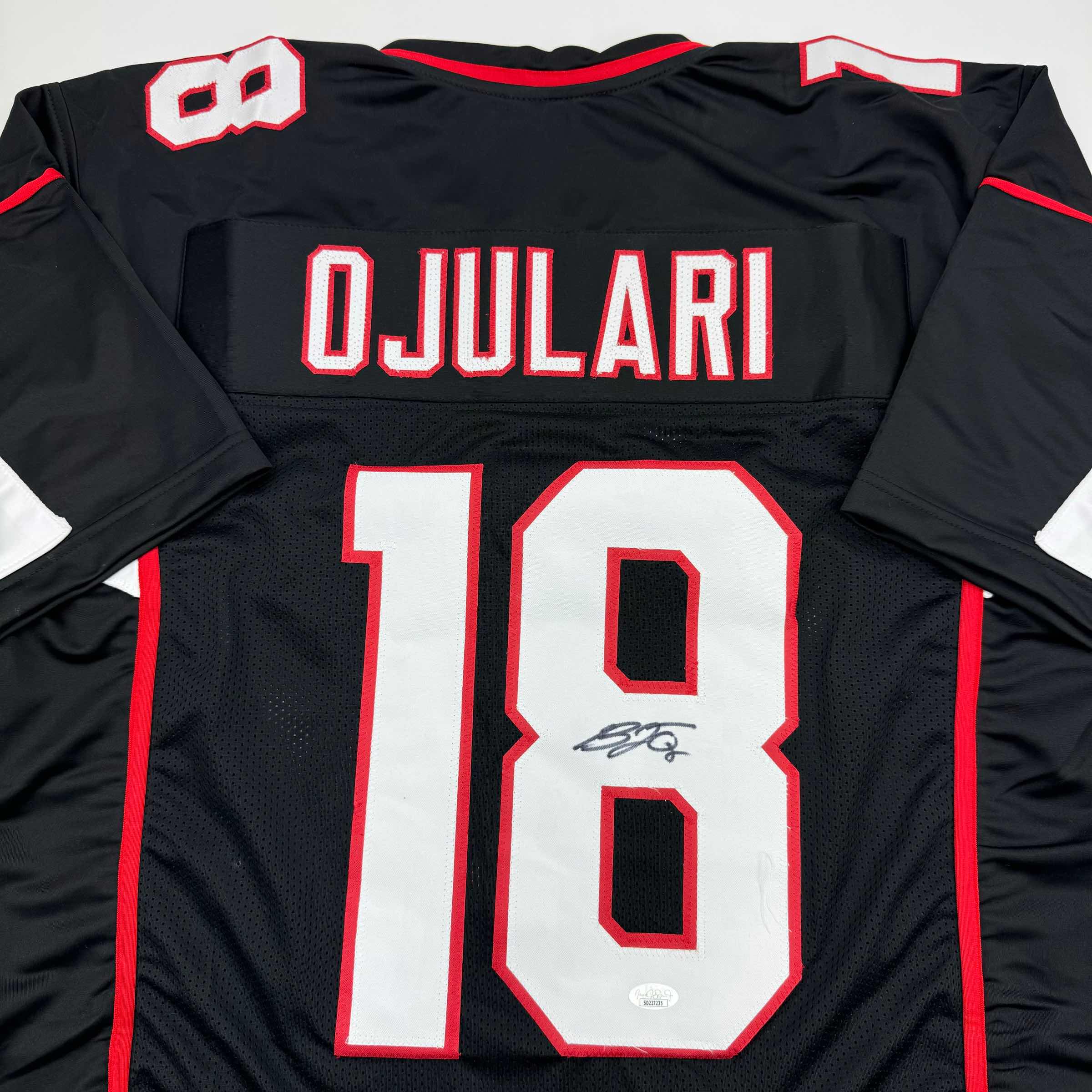 autographed-signed-b-j-bj-ojulari-arizona-black-football-jersey-jsa-coa