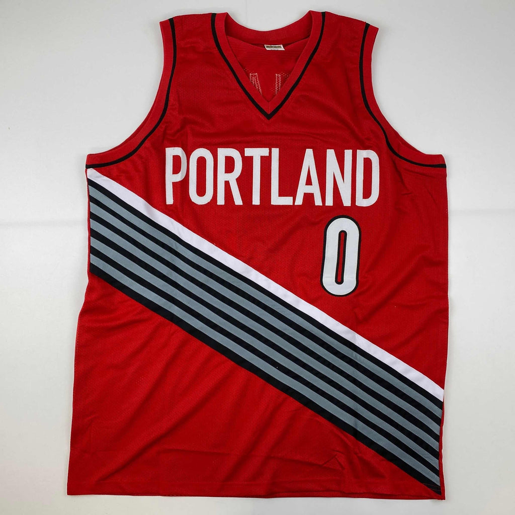 autographed-signed-damian-lillard-portland-red-basketball-jersey-jsa-coa