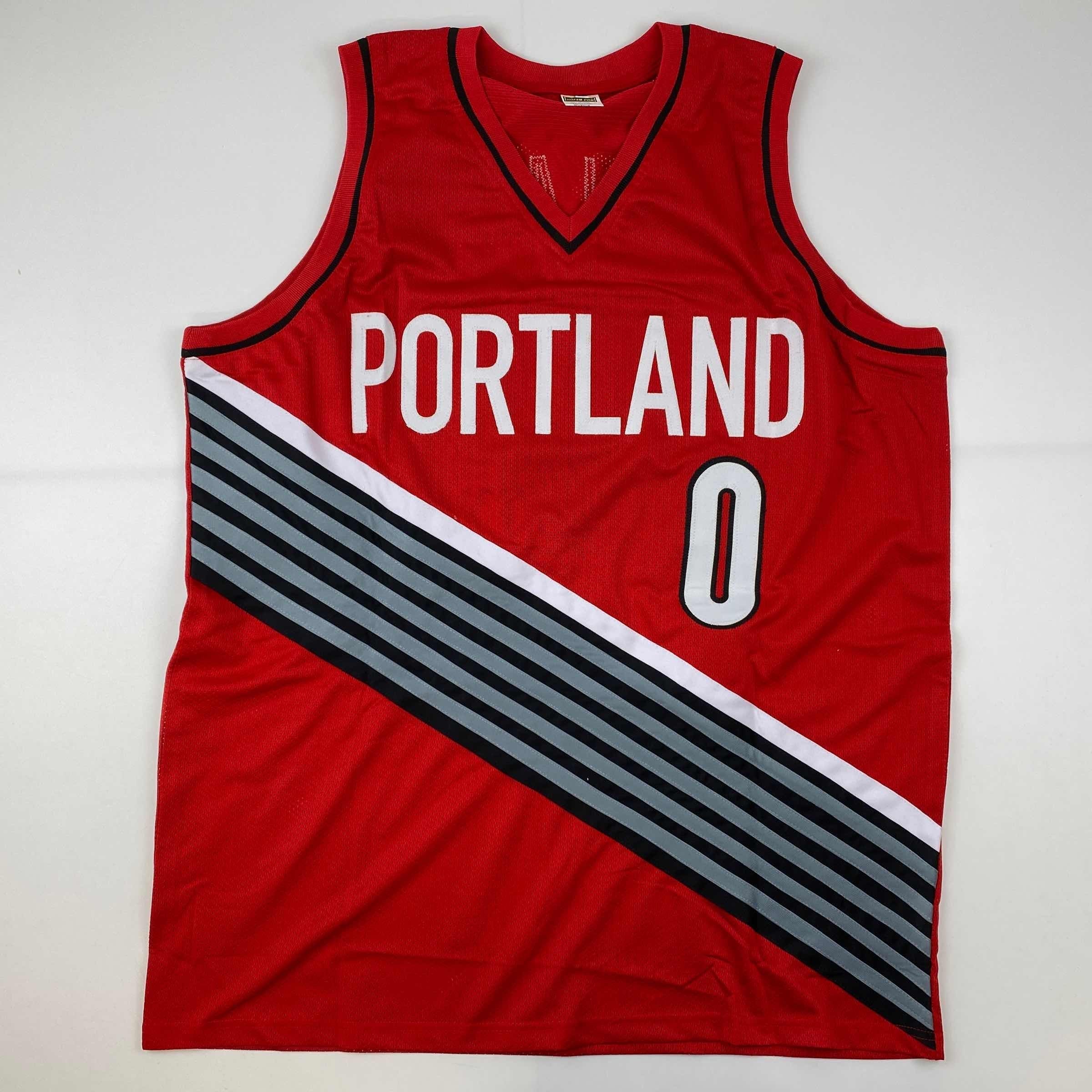 autographed-signed-damian-lillard-portland-red-basketball-jersey-jsa-coa
