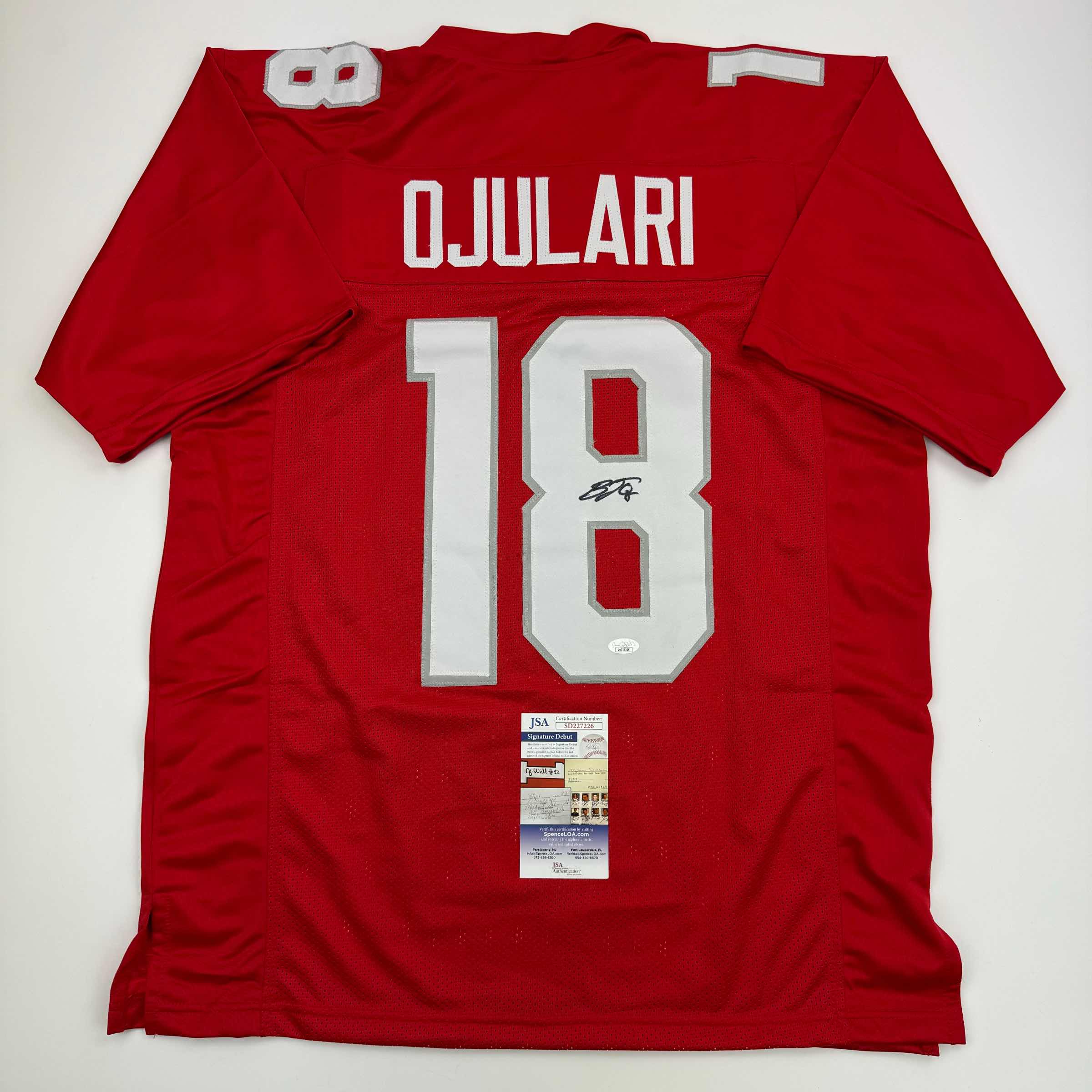 autographed-signed-b-j-bj-ojulari-arizona-red-football-jersey-jsa-coa
