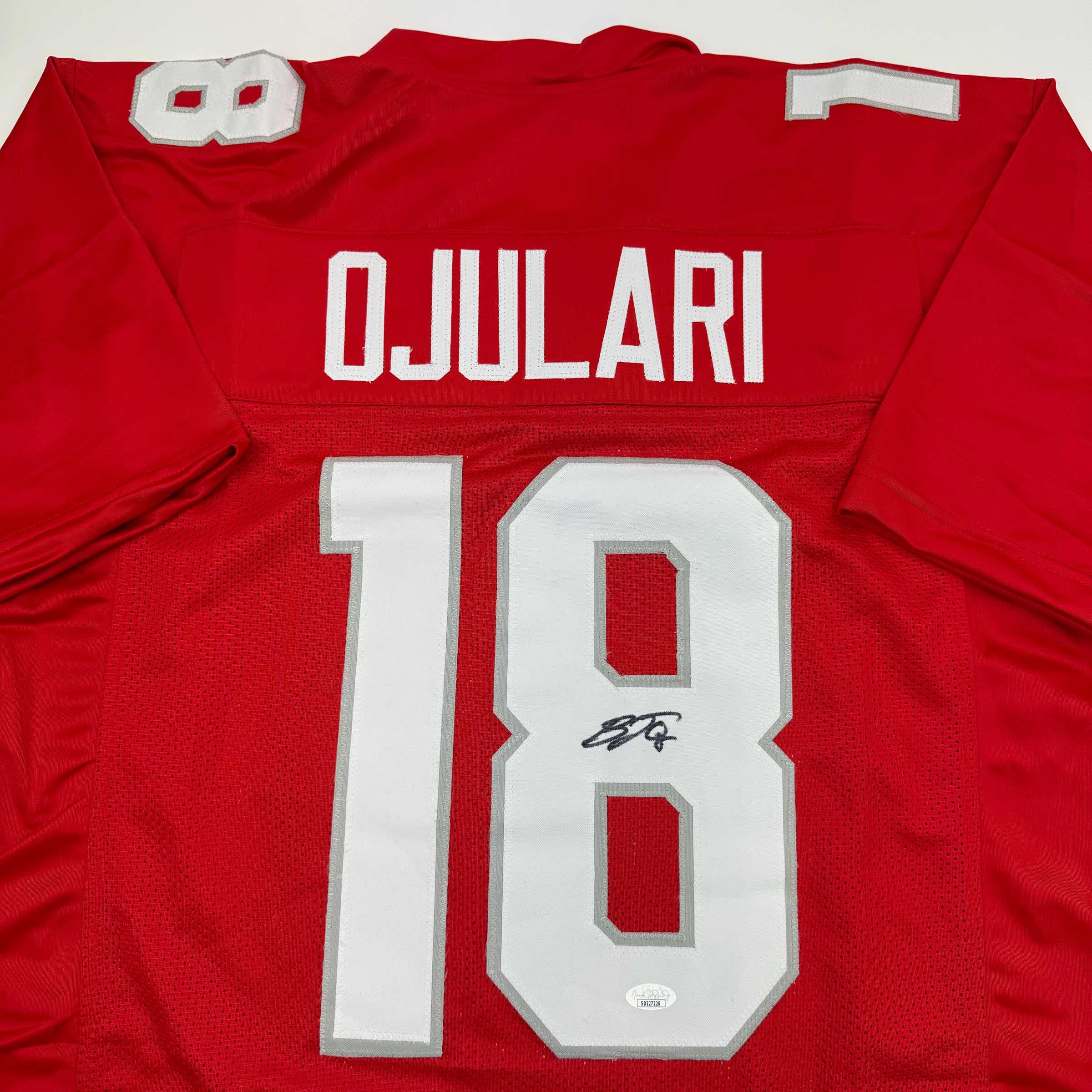 autographed-signed-b-j-bj-ojulari-arizona-red-football-jersey-jsa-coa