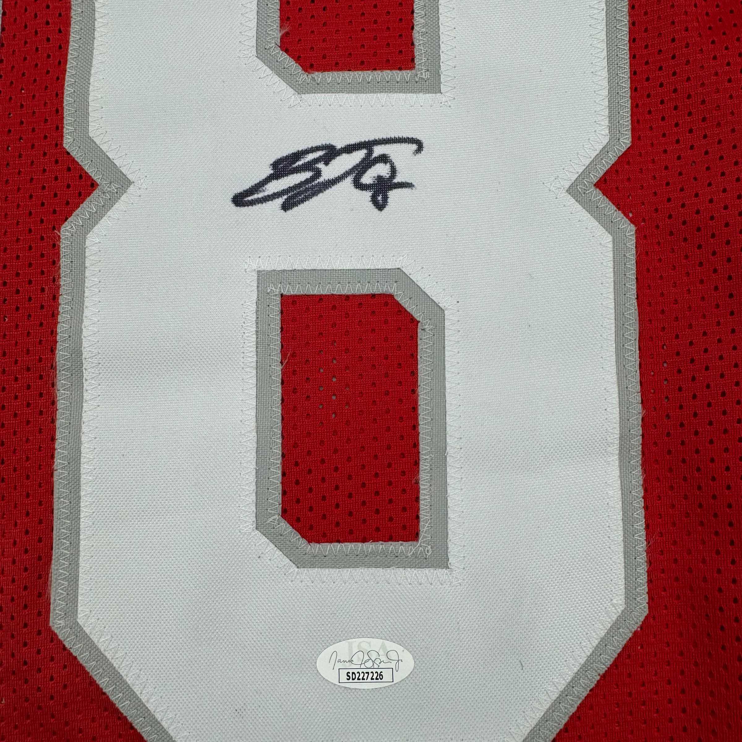 autographed-signed-b-j-bj-ojulari-arizona-red-football-jersey-jsa-coa