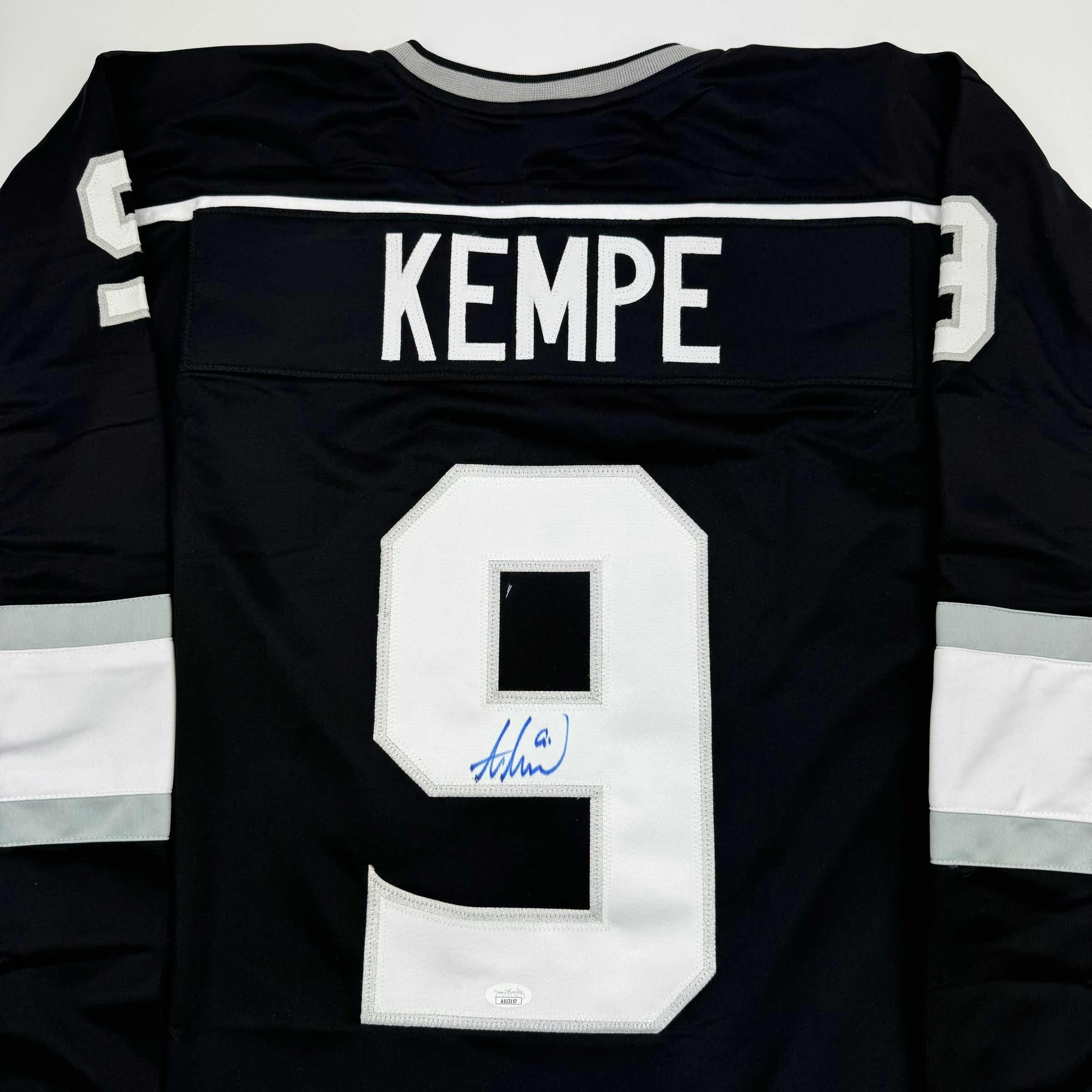 autographed-signed-adrian-kempe-los-angeles-la-black-hockey-jersey-jsa-coa
