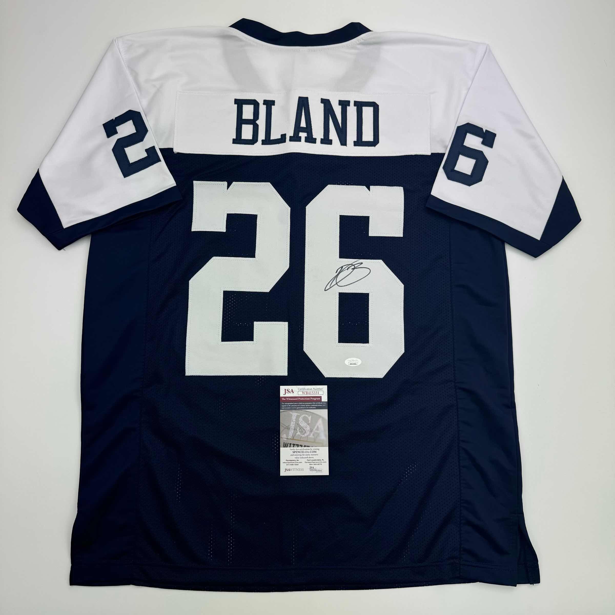 autographed-signed-daron-bland-dallas-thanksgiving-football-jersey-jsa-coa