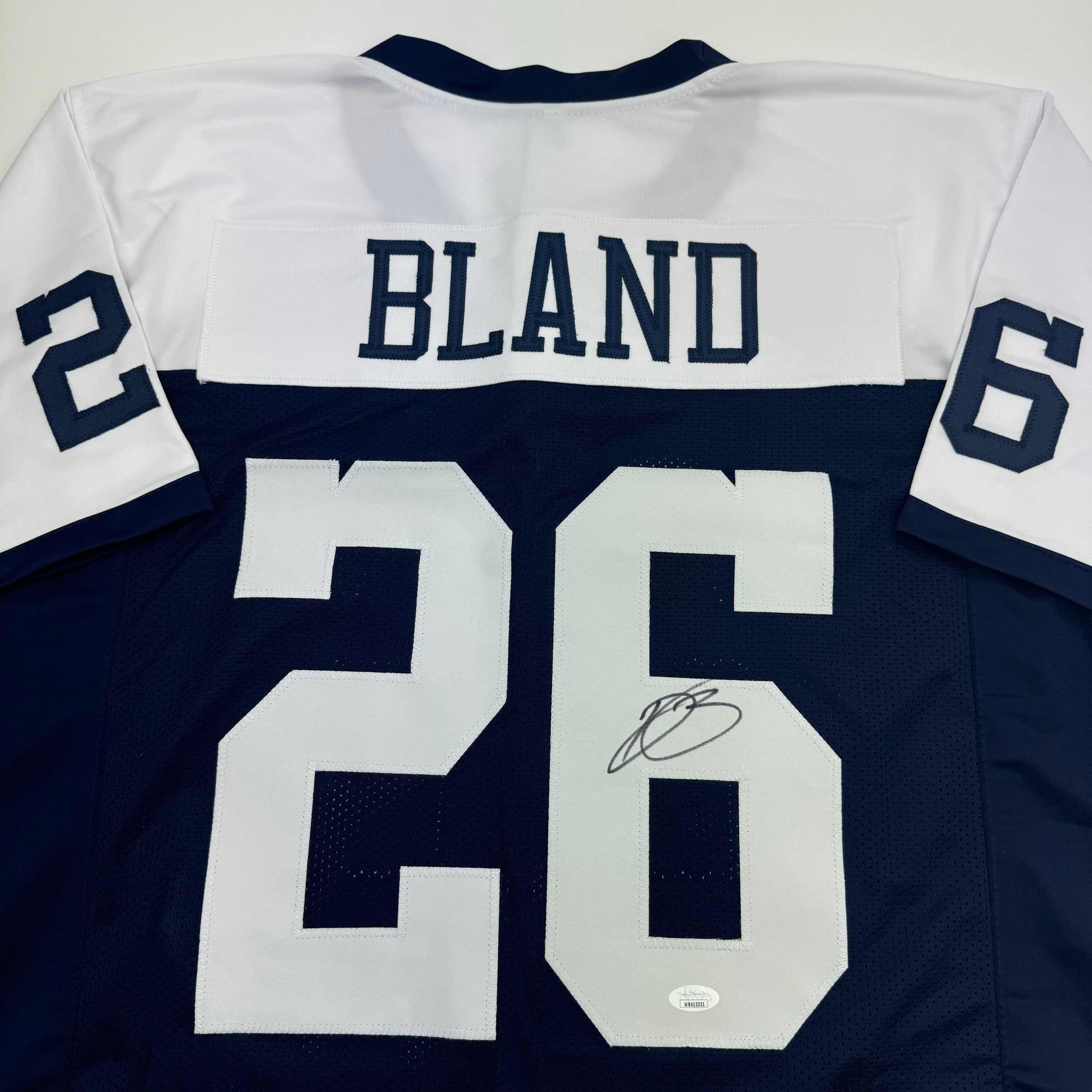 autographed-signed-daron-bland-dallas-thanksgiving-football-jersey-jsa-coa