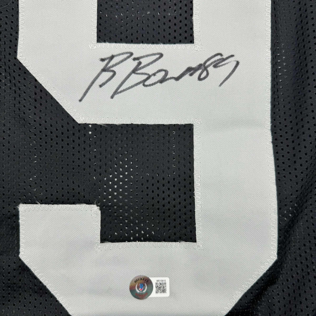 autographed-signed-brock-bowers-las-vegas-oakland-black-football-jersey-beckett-bas-coa