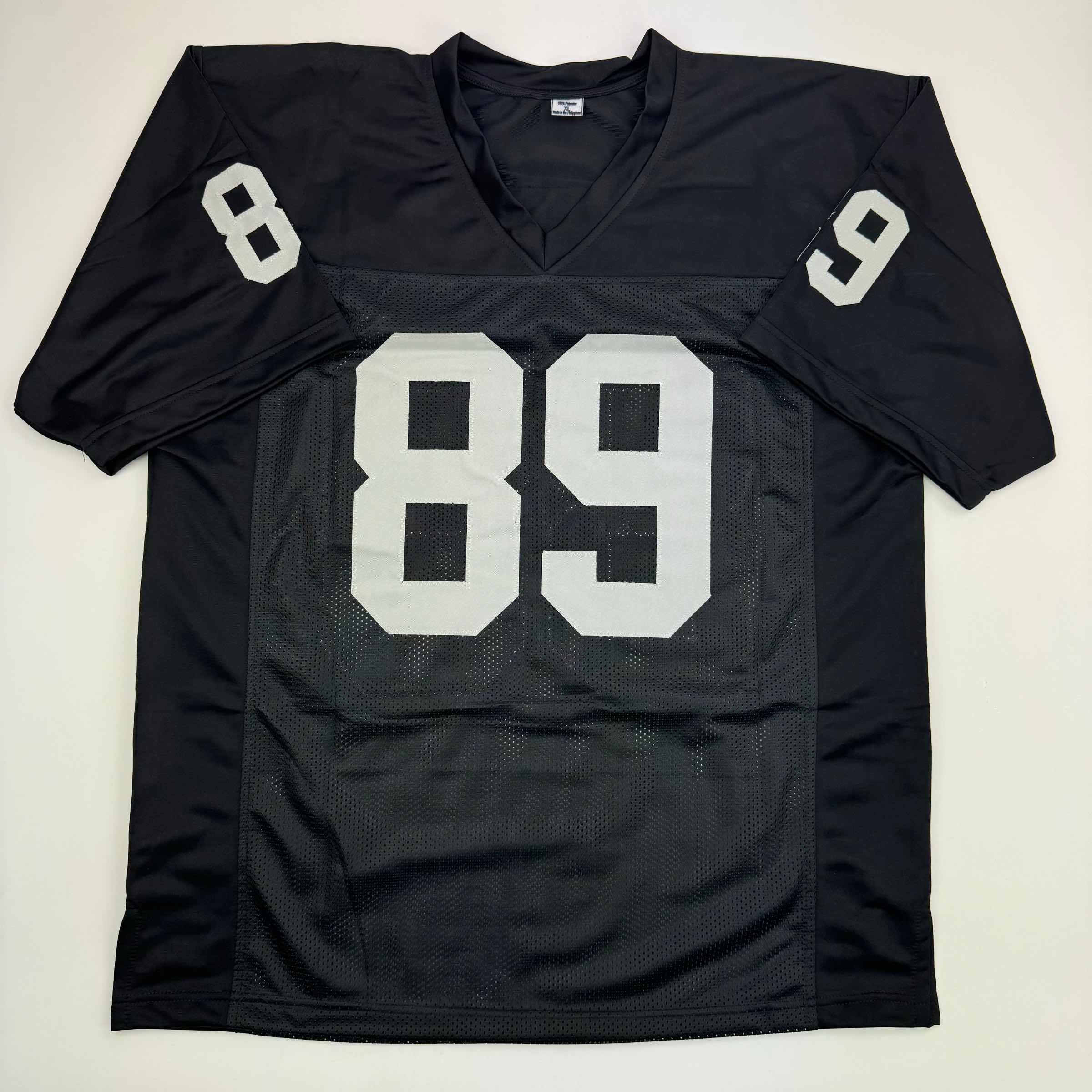 autographed-signed-brock-bowers-las-vegas-oakland-black-football-jersey-beckett-bas-coa