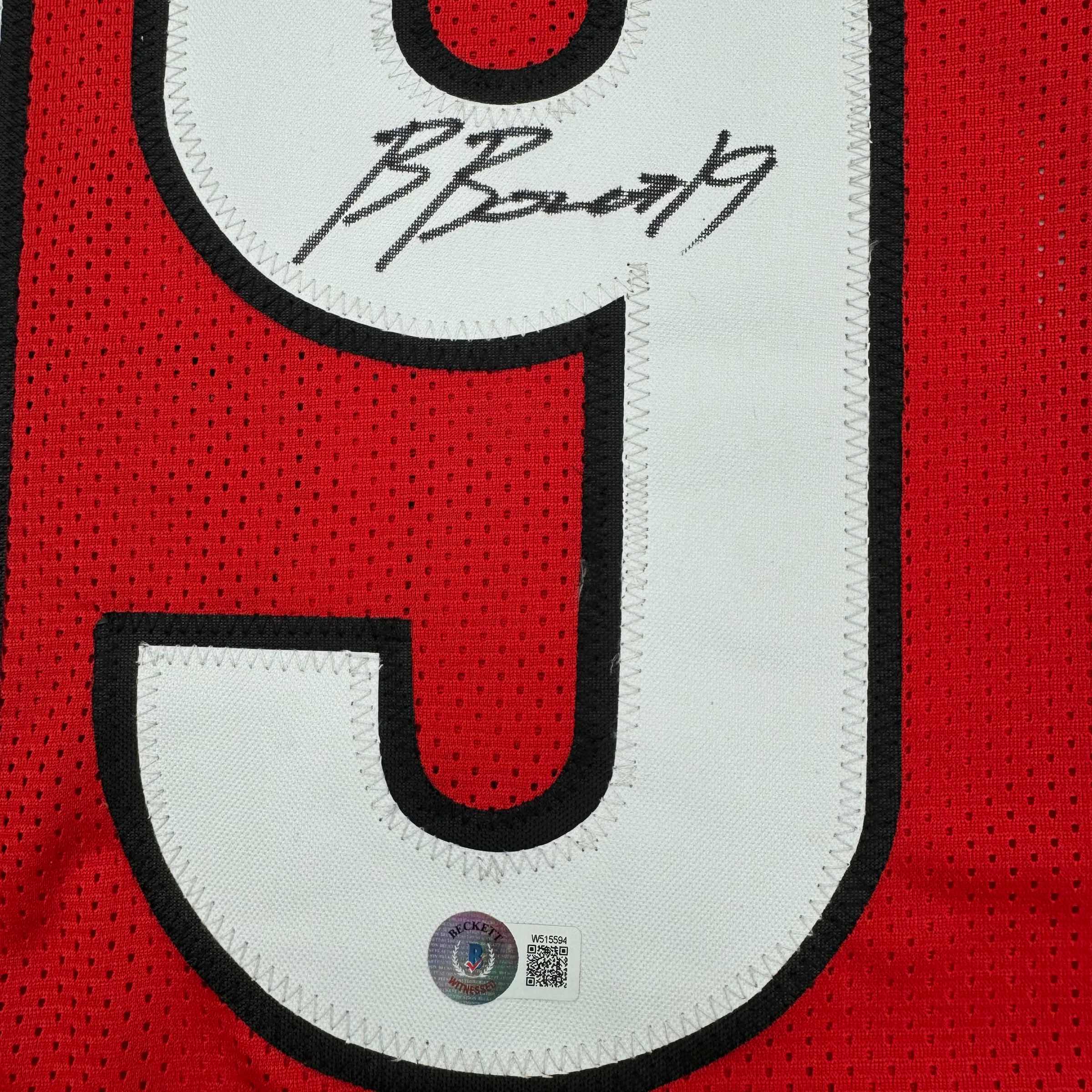 autographed-signed-brock-bowers-georgia-red-college-football-jersey-beckett-bas-coa
