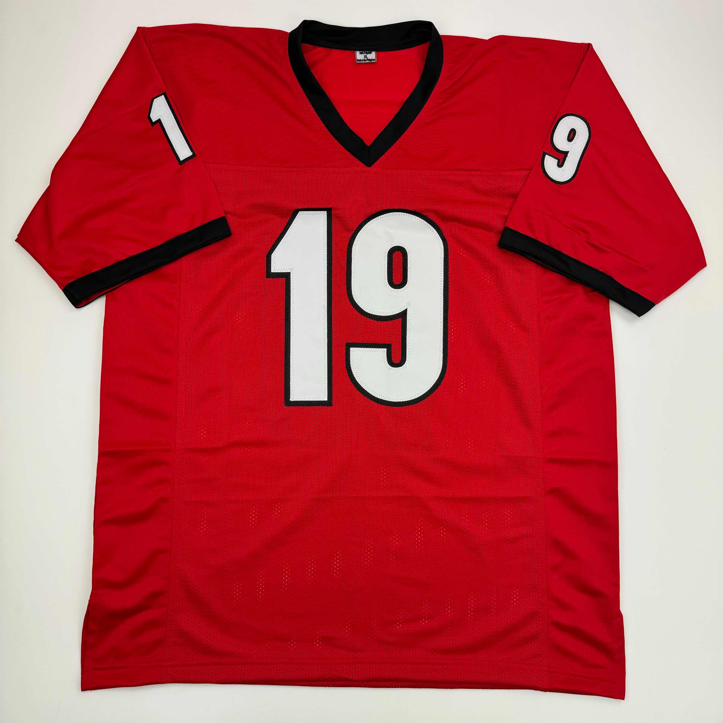 autographed-signed-brock-bowers-georgia-red-college-football-jersey-beckett-bas-coa