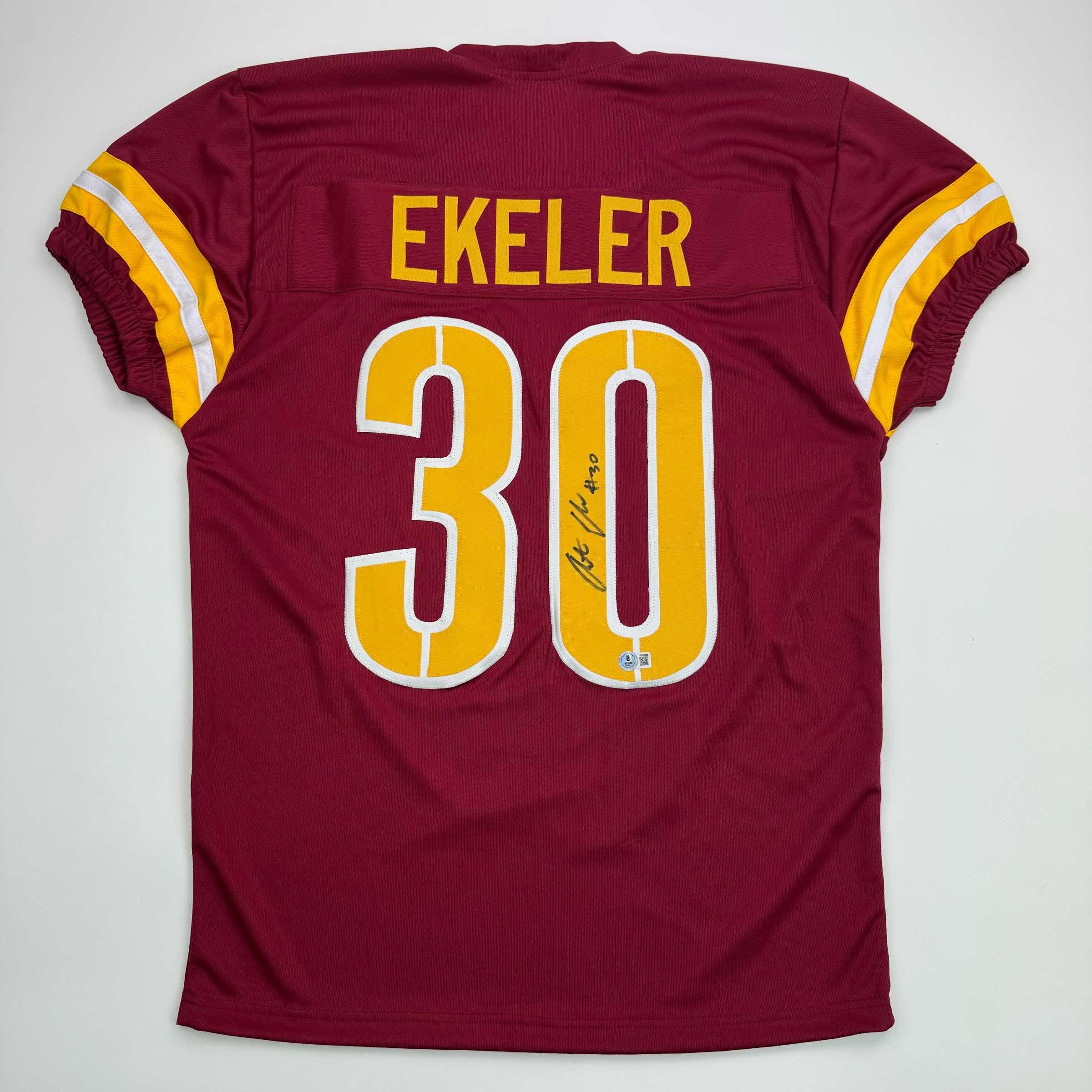 autographed-signed-austin-ekeler-washington-burgundy-football-jersey-beckett-bas-coa