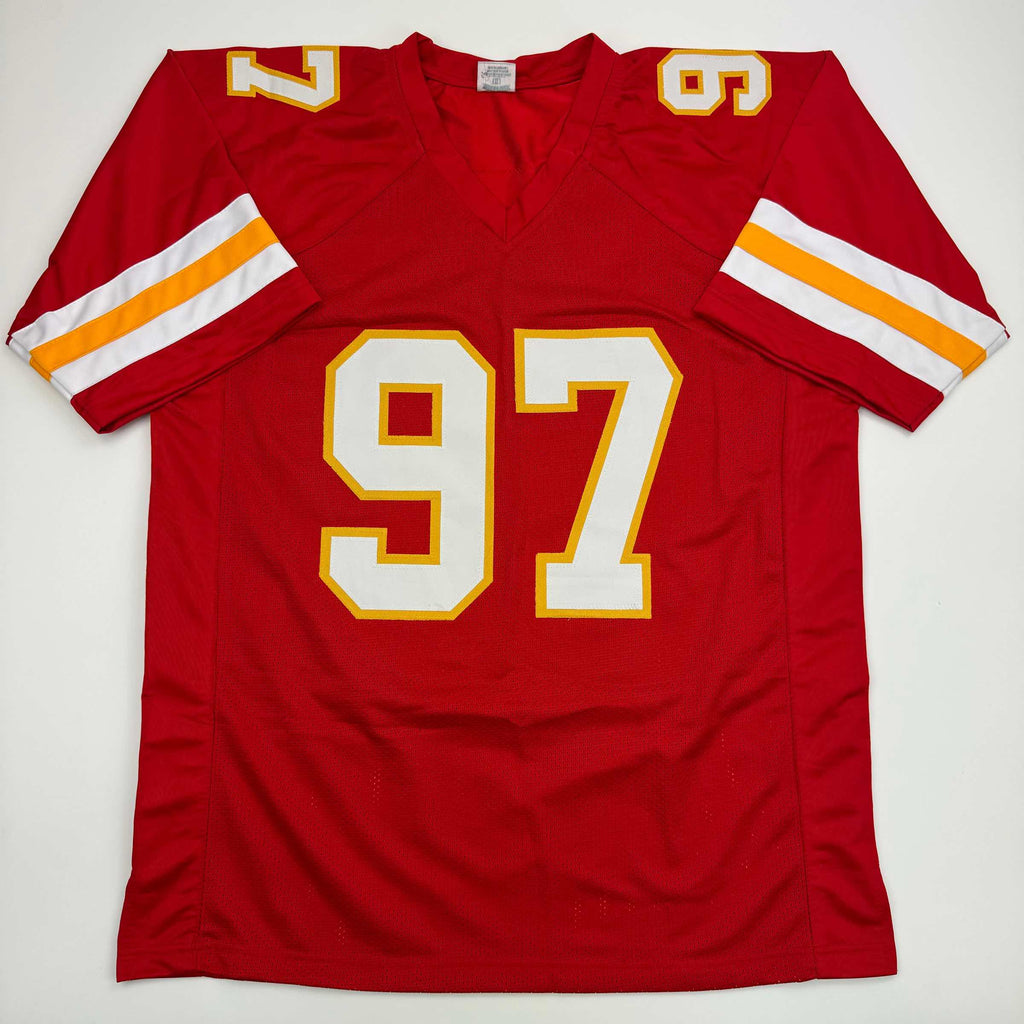 autographed-signed-felix-anudike-uzomah-kansas-city-red-football-jersey-jsa-coa