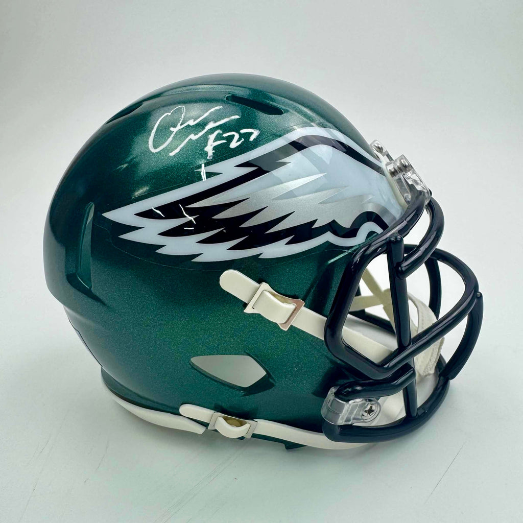 autographed-signed-quinyon-mitchell-philadelphia-eagles-green-mini-football-helmet-jsa-coa