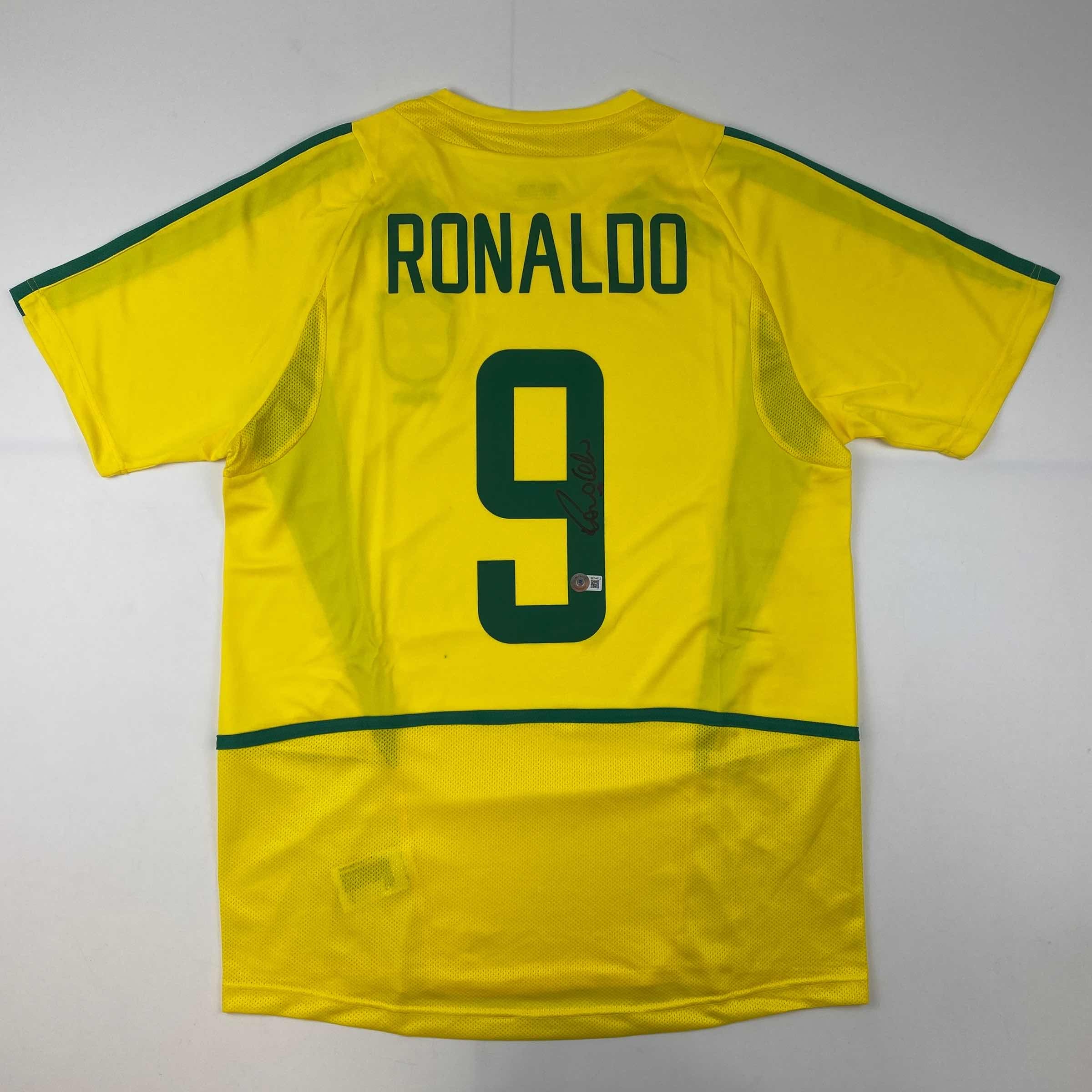 autographed-signed-ronaldo-nazario-brazil-yellow-soccer-jersey-beckett-bas-coa
