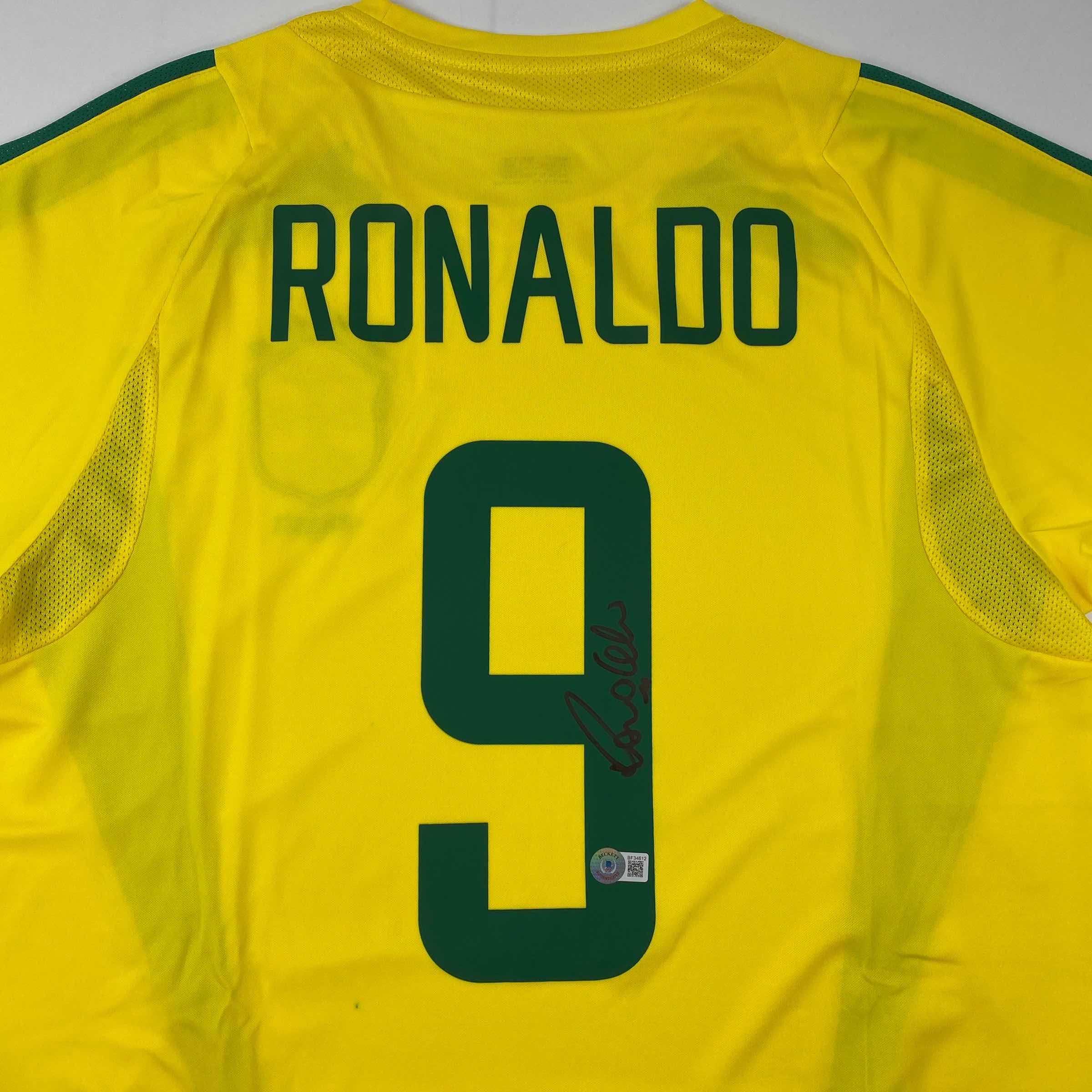 autographed-signed-ronaldo-nazario-brazil-yellow-soccer-jersey-beckett-bas-coa