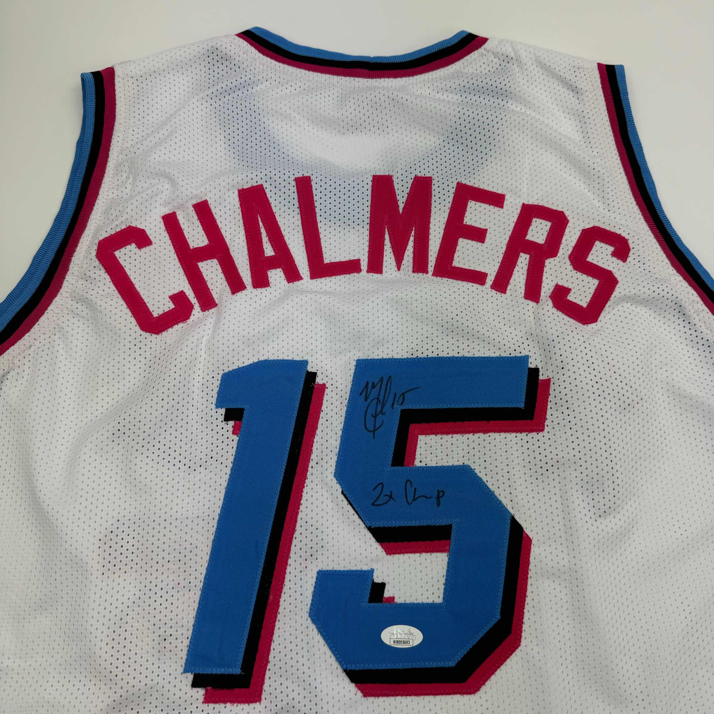 autographed-signed-mario-chalmers-miami-vice-white-basketball-jersey-jsa-coa