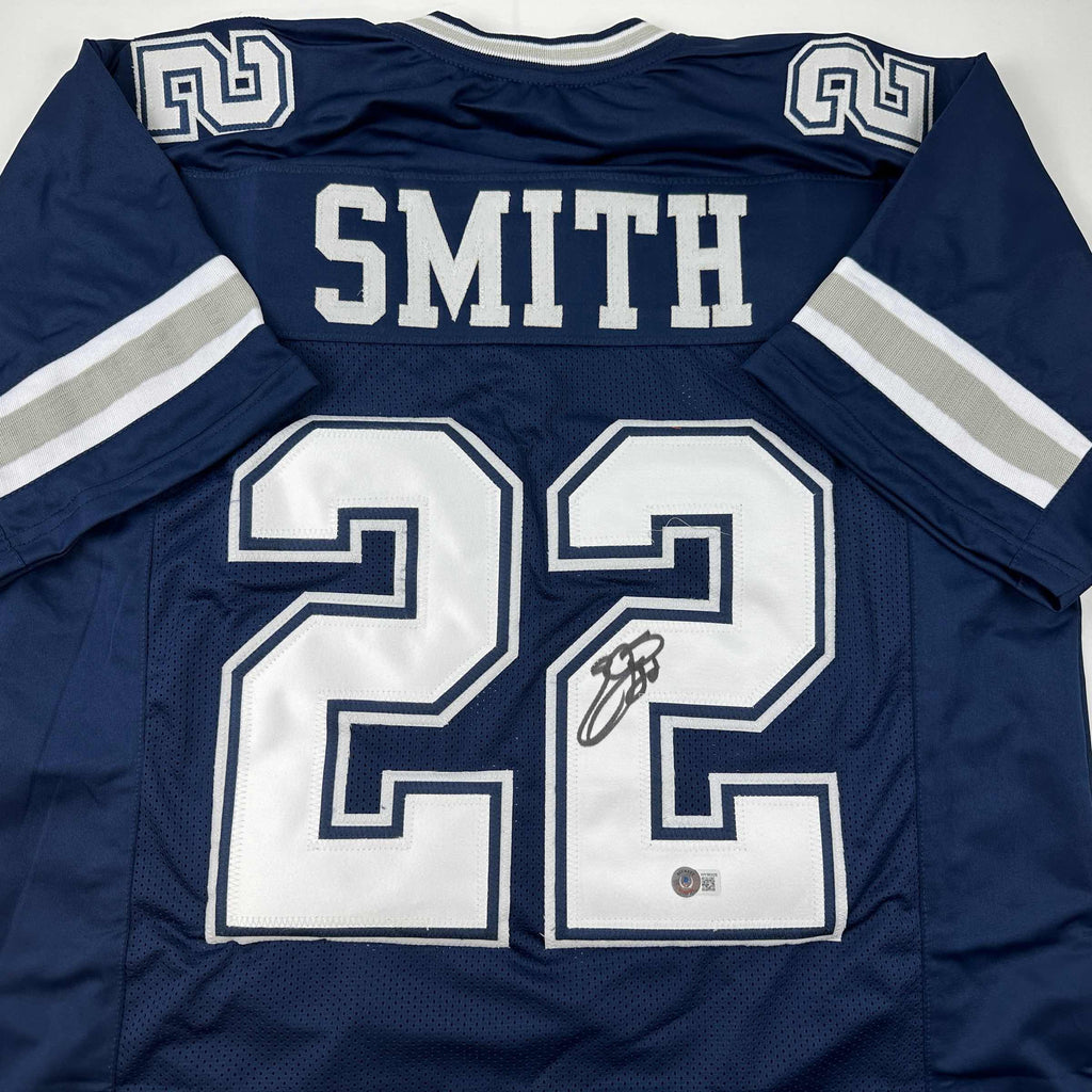 autographed-signed-emmitt-smith-dallas-blue-football-jersey-beckett-bas-coa
