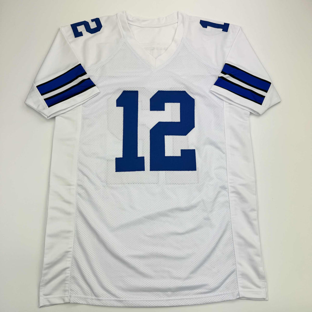 autographed-signed-roger-staubach-dallas-white-football-jersey-beckett-bas-coa