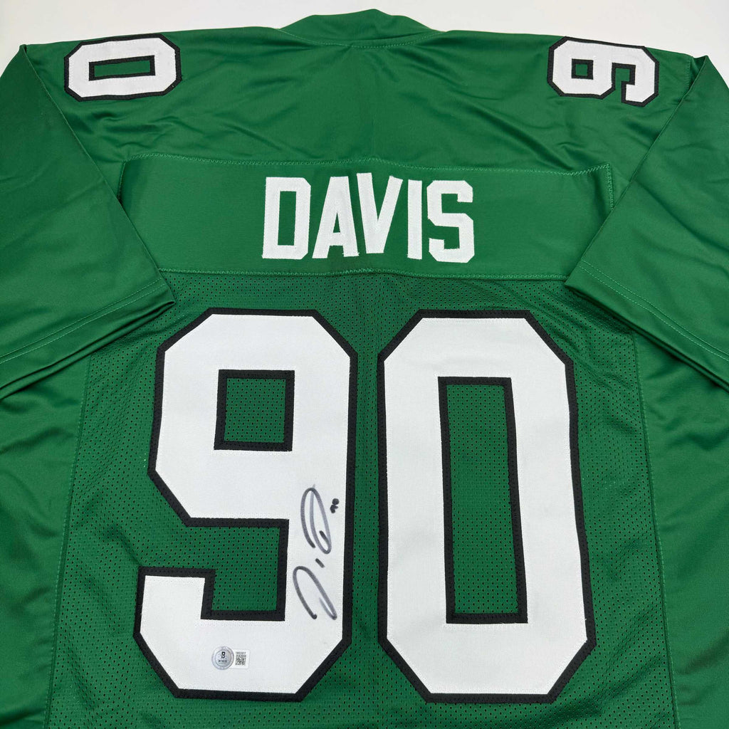 autographed-signed-jordan-davis-philadelphia-kelly-green-football-jersey-beckett-bas-coa