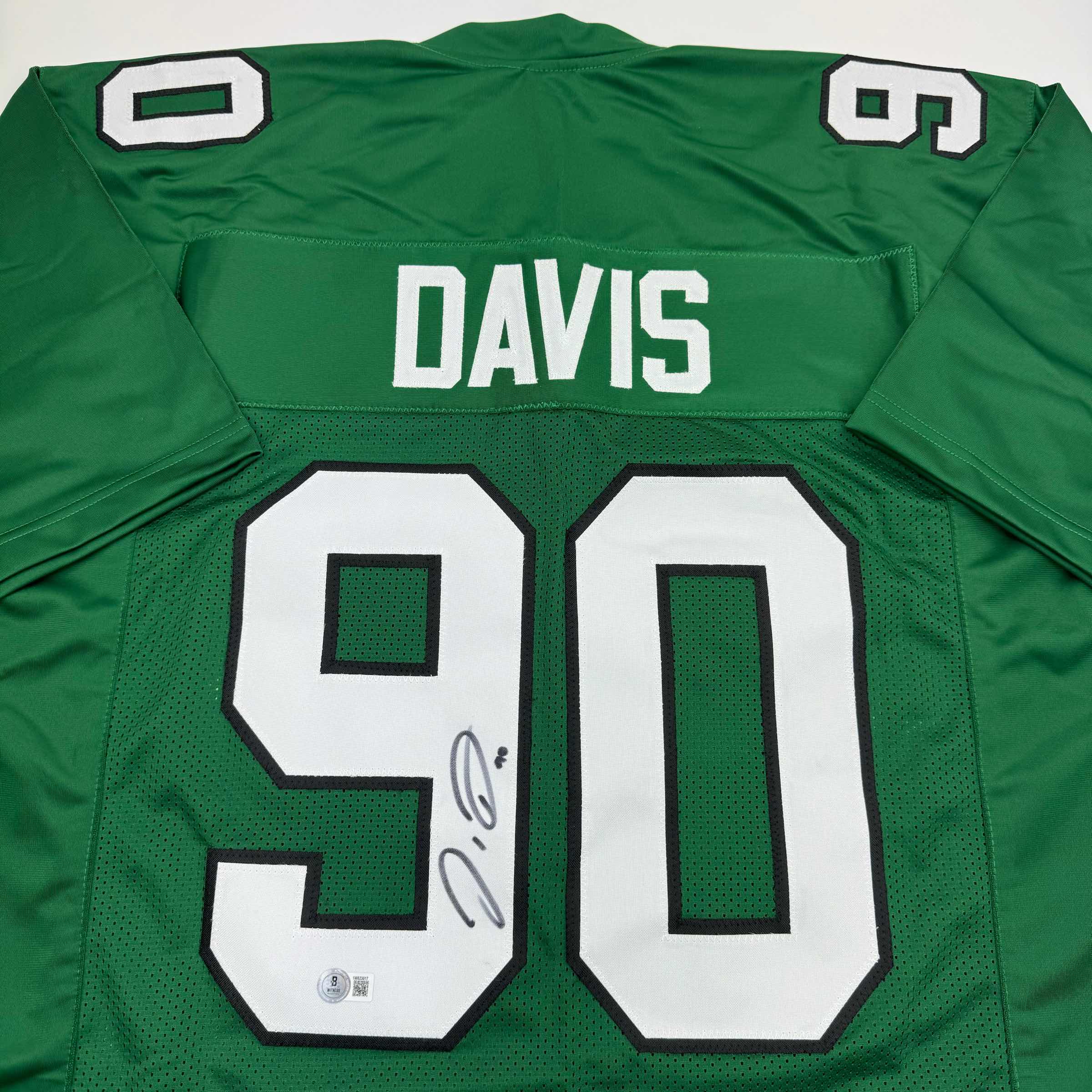 autographed-signed-jordan-davis-philadelphia-kelly-green-football-jersey-beckett-bas-coa