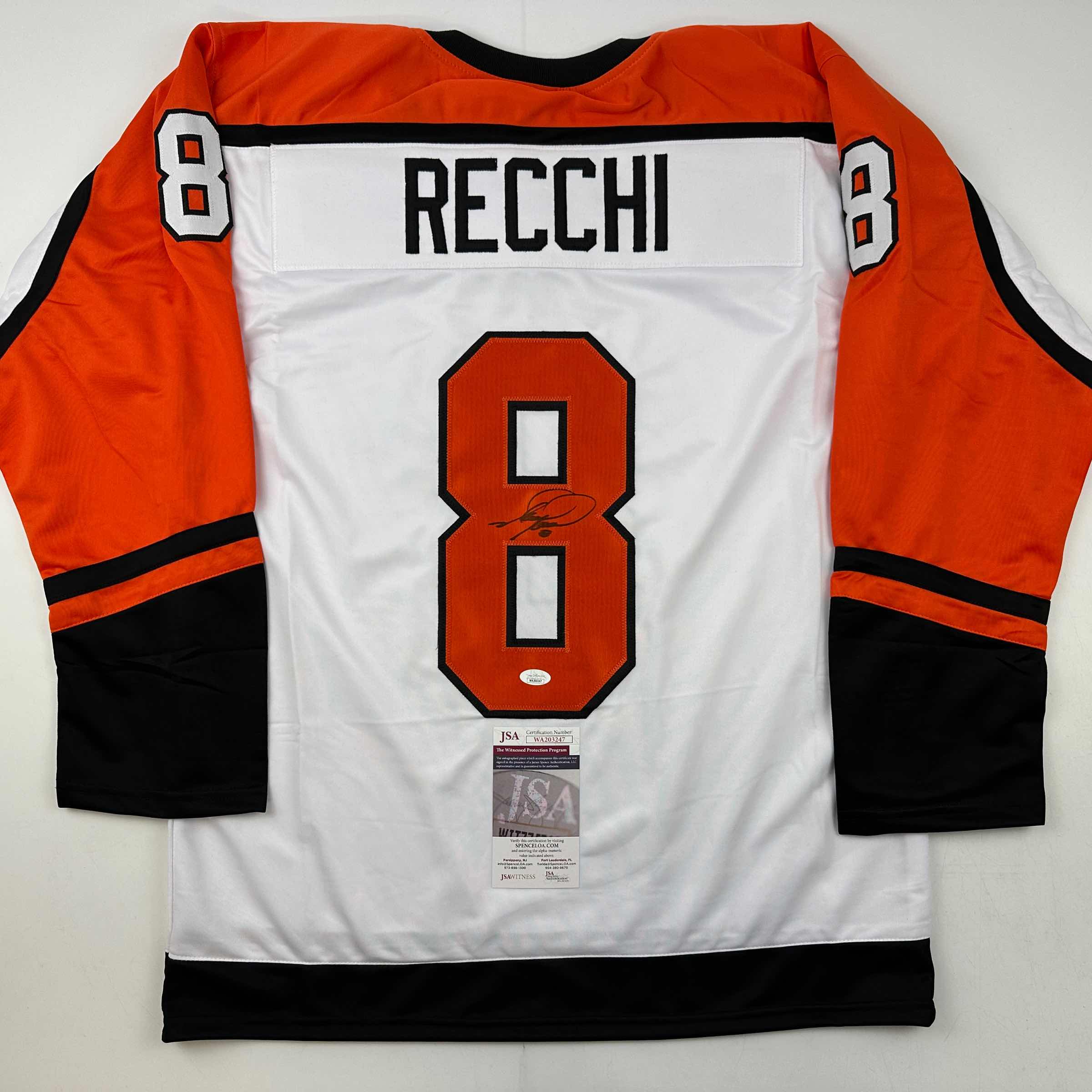 autographed-signed-mark-recchi-philadelphia-white-hockey-jersey-jsa-coa