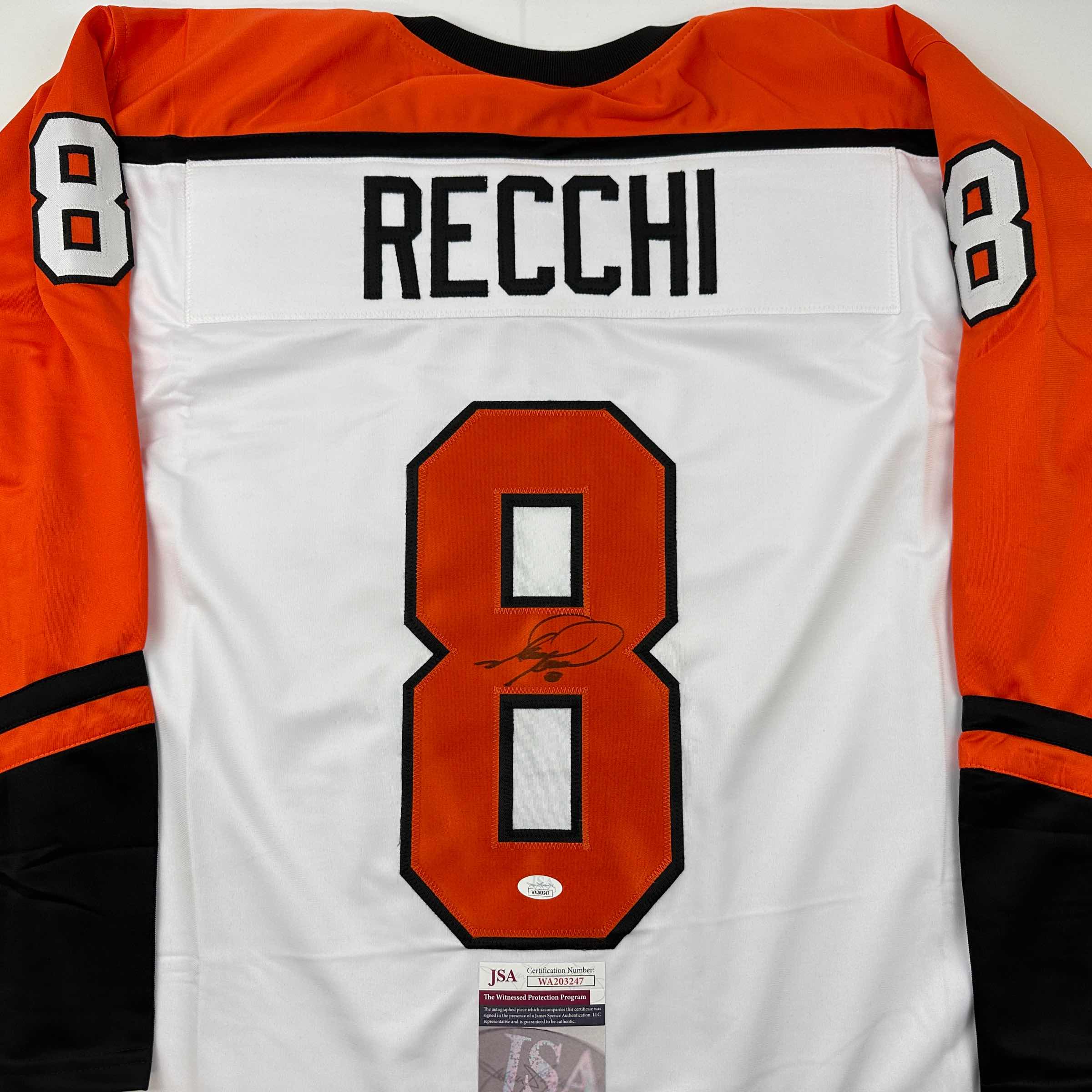 autographed-signed-mark-recchi-philadelphia-white-hockey-jersey-jsa-coa