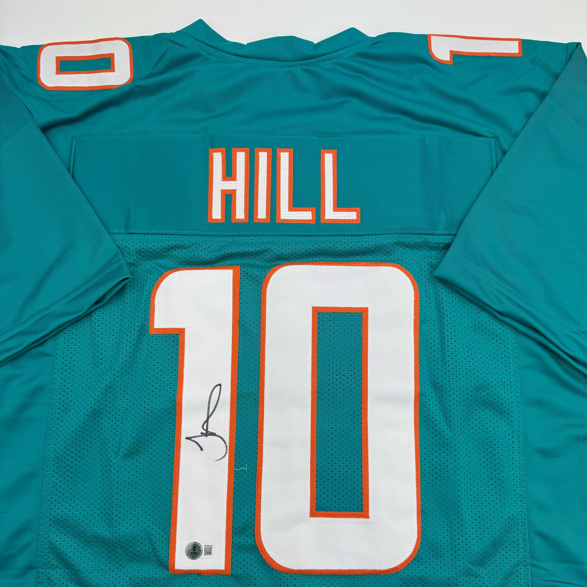 autographed-signed-tyreek-hill-miami-teal-football-jersey-beckett-bas-coa