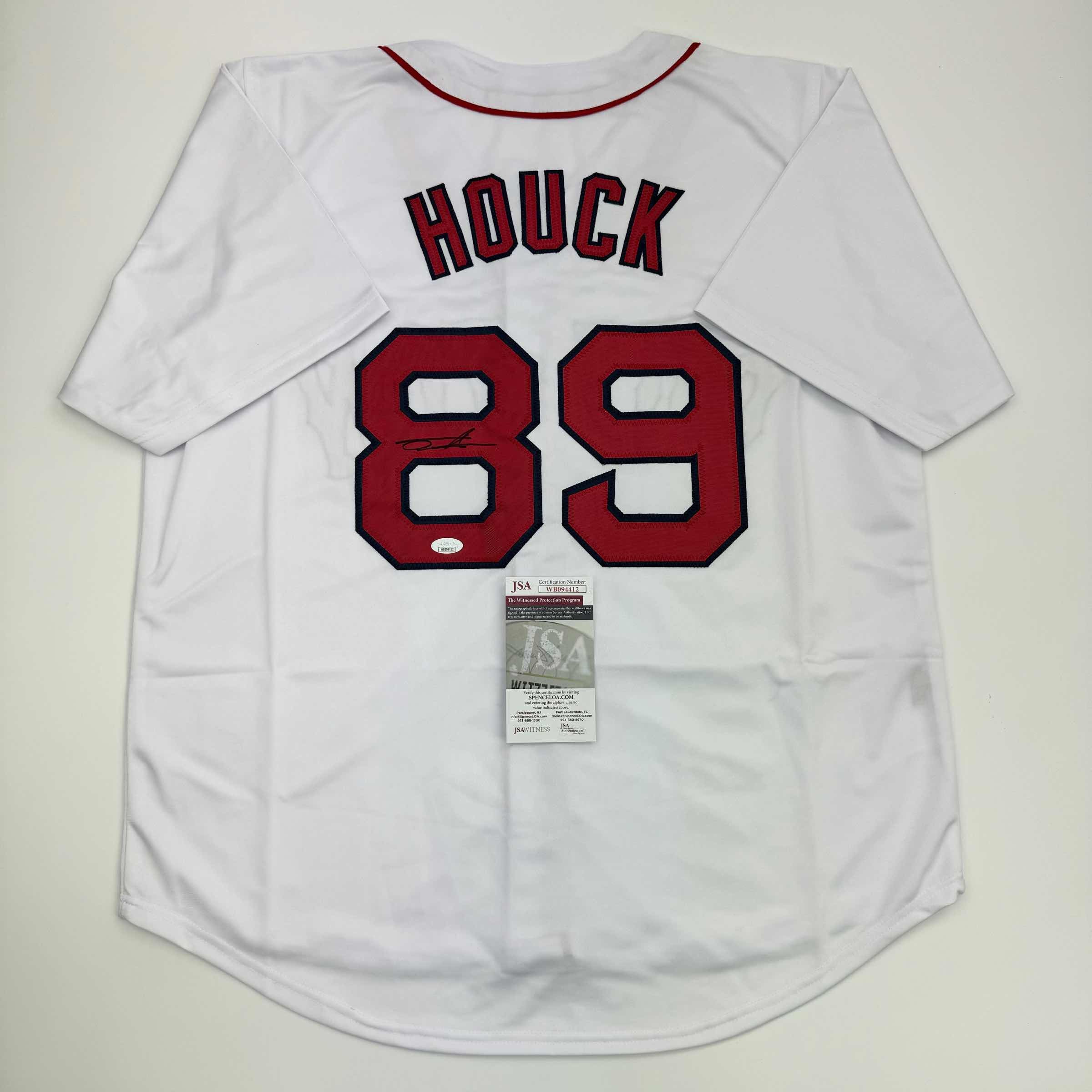 autographed-signed-tanner-houck-boston-white-baseball-jersey-jsa-coa