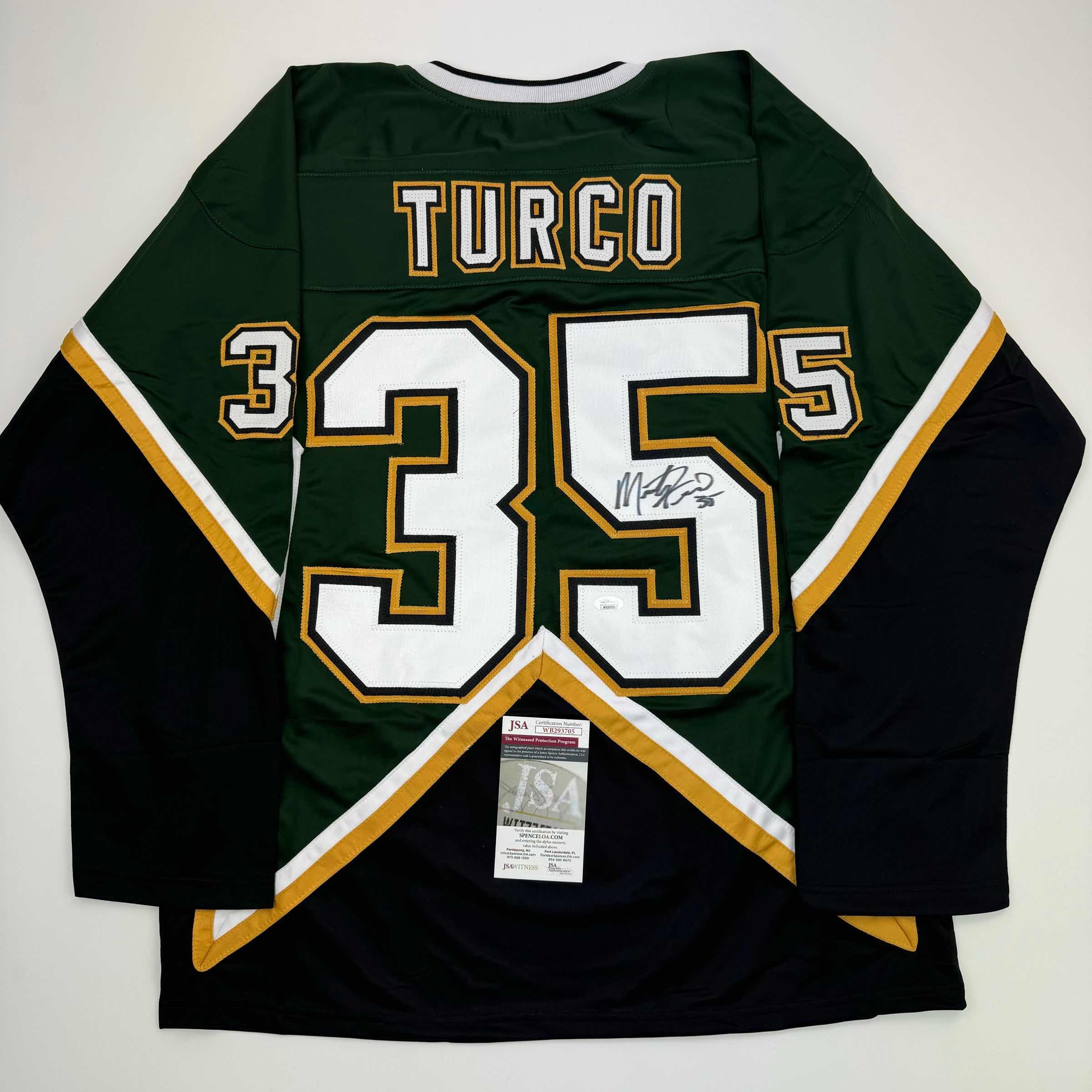 autographed-signed-marty-turco-dallas-green-hockey-jersey-jsa-coa