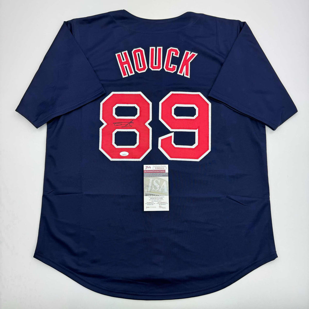autographed-signed-tanner-houck-boston-blue-baseball-jersey-jsa-coa