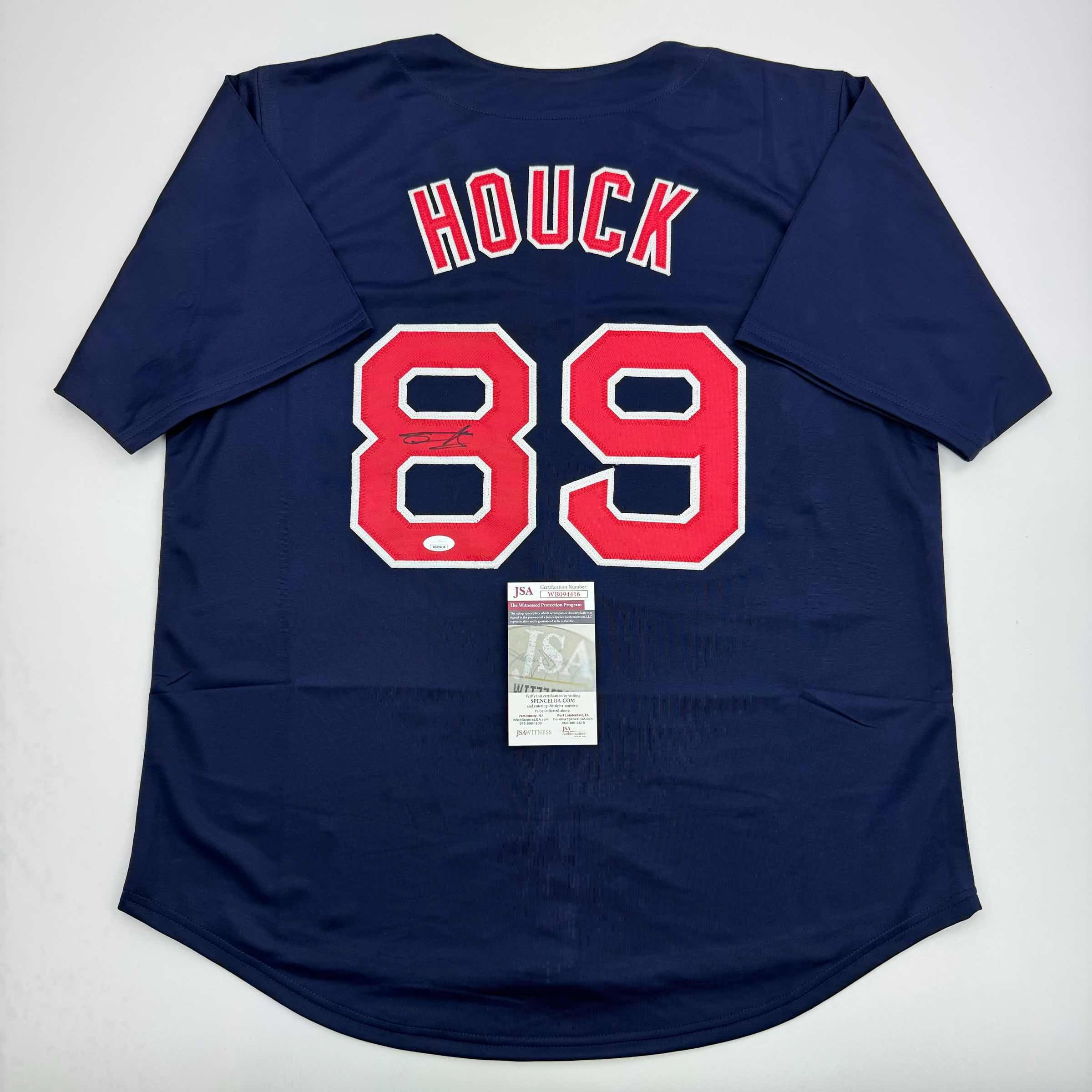 autographed-signed-tanner-houck-boston-blue-baseball-jersey-jsa-coa