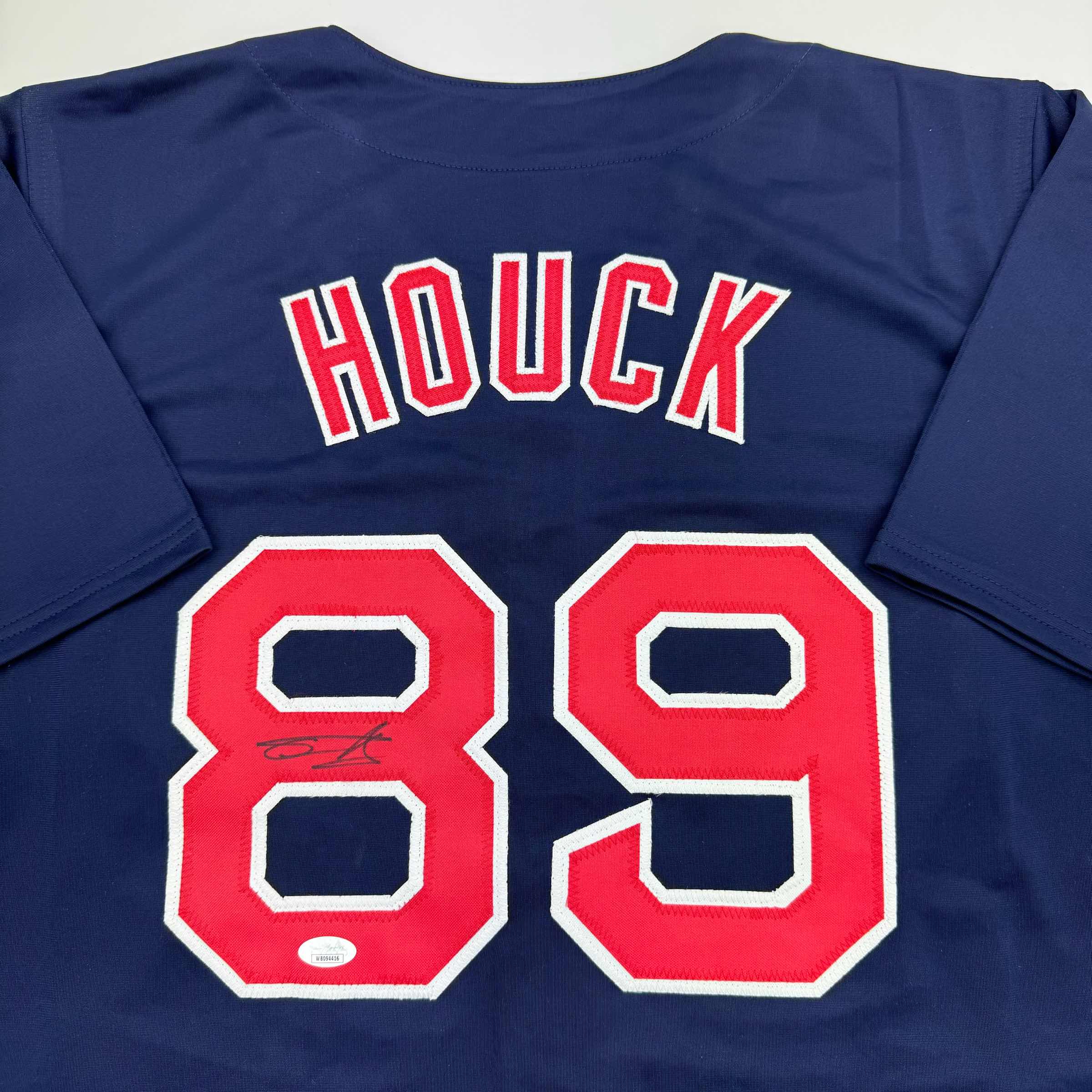 autographed-signed-tanner-houck-boston-blue-baseball-jersey-jsa-coa
