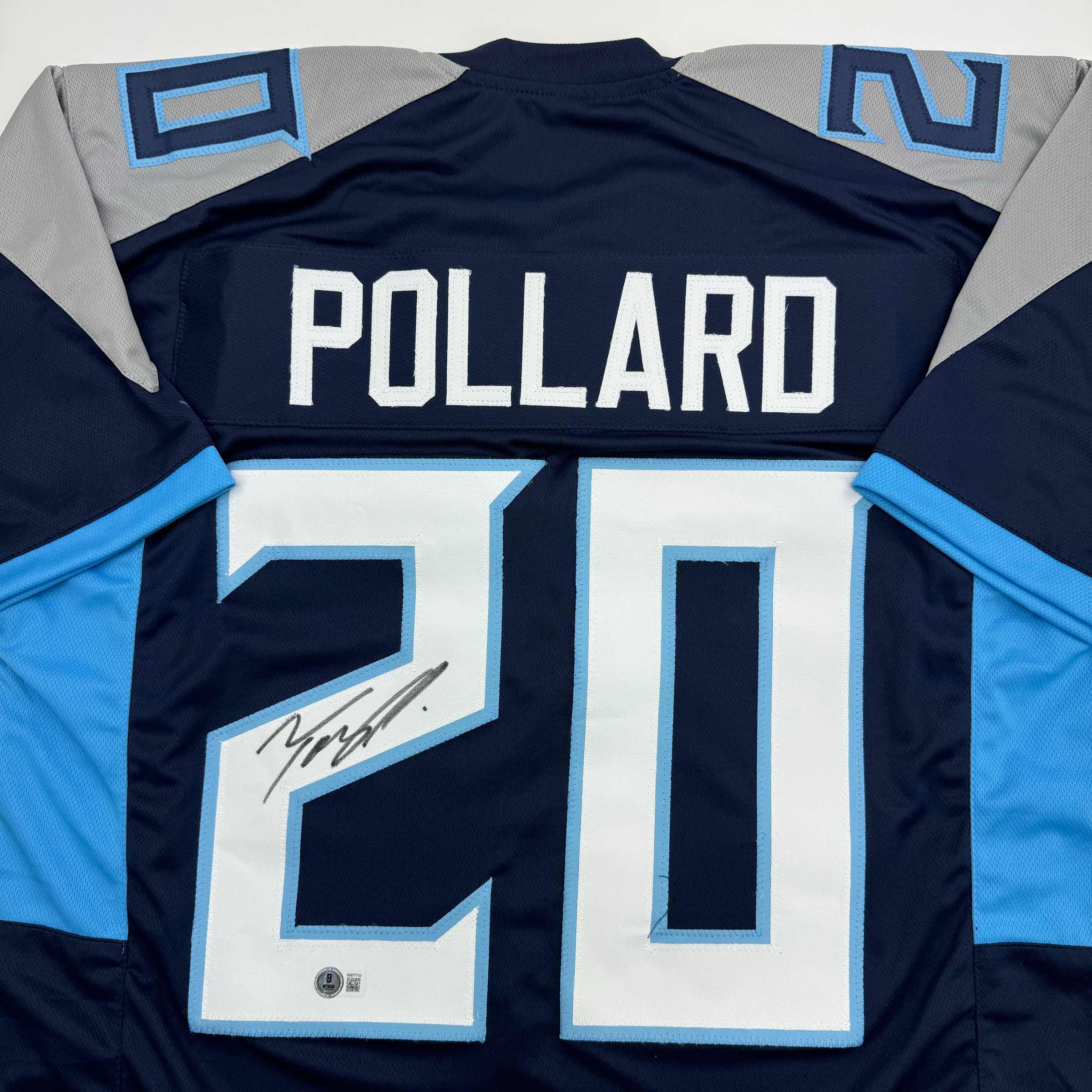 autographed-signed-tony-pollard-tennessee-blue-football-jersey-beckett-bas-coa