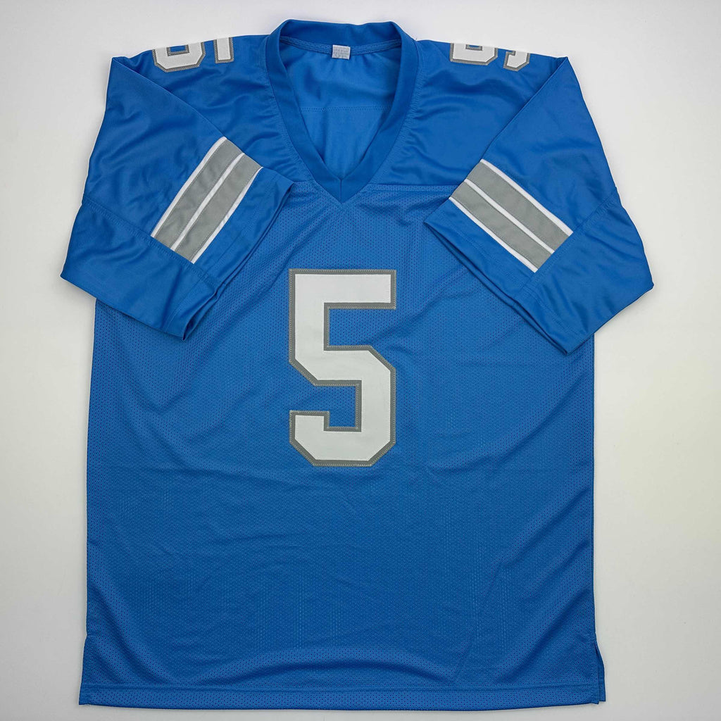 autographed-signed-david-montgomery-detroit-blue-football-jersey-beckett-bas-coa