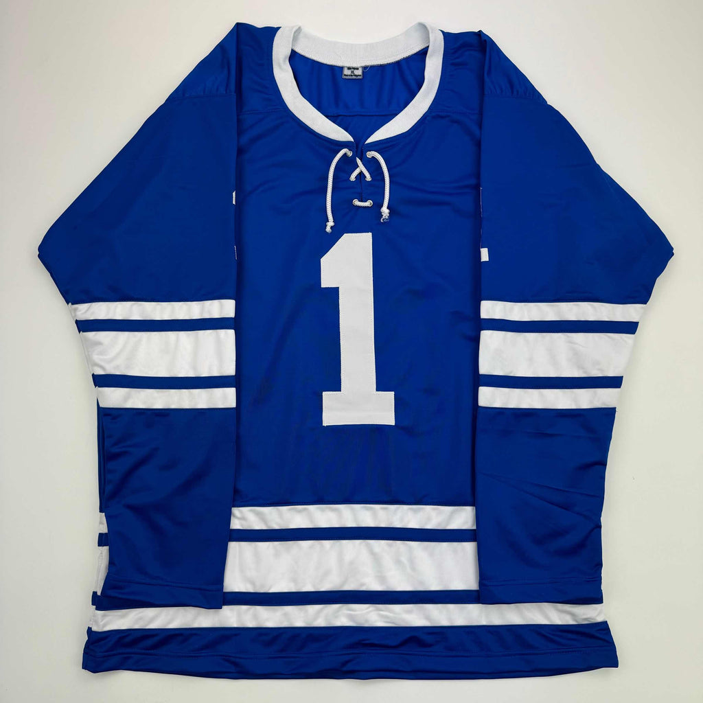 autographed-signed-johnny-bower-toronto-blue-hockey-jersey-jsa-coa