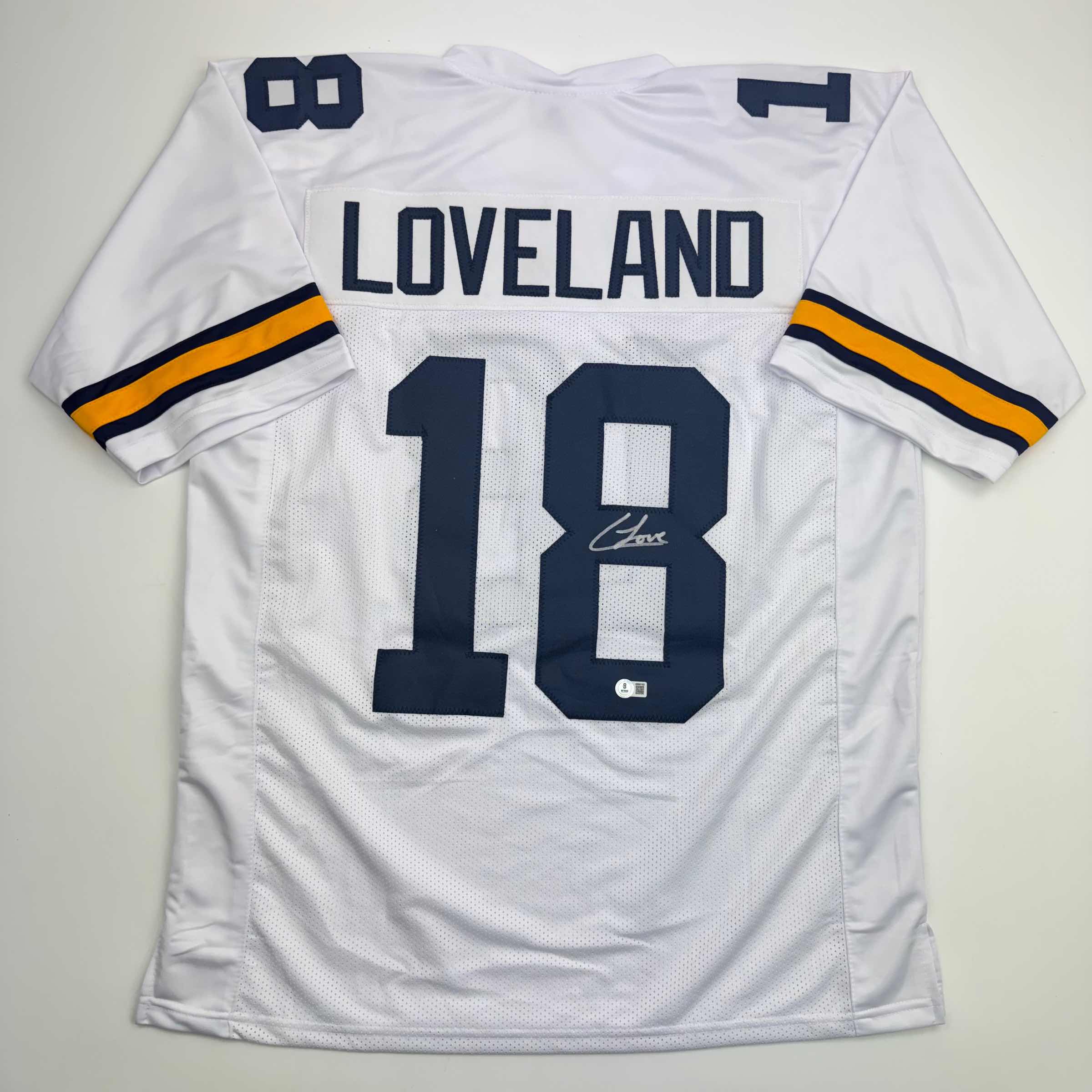 autographed-signed-colston-loveland-michigan-white-college-football-jersey-beckett-bas-coa