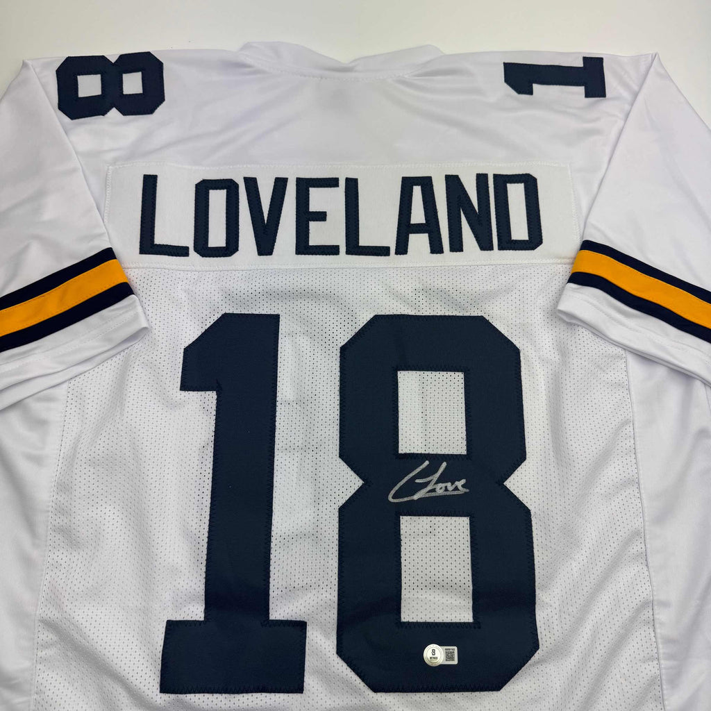 autographed-signed-colston-loveland-michigan-white-college-football-jersey-beckett-bas-coa