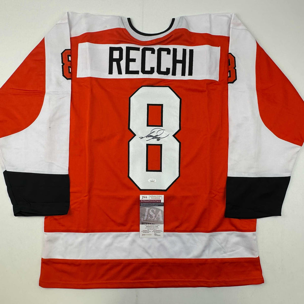 autographed-signed-mark-recchi-philadelphia-orange-hockey-jersey-jsa-coa