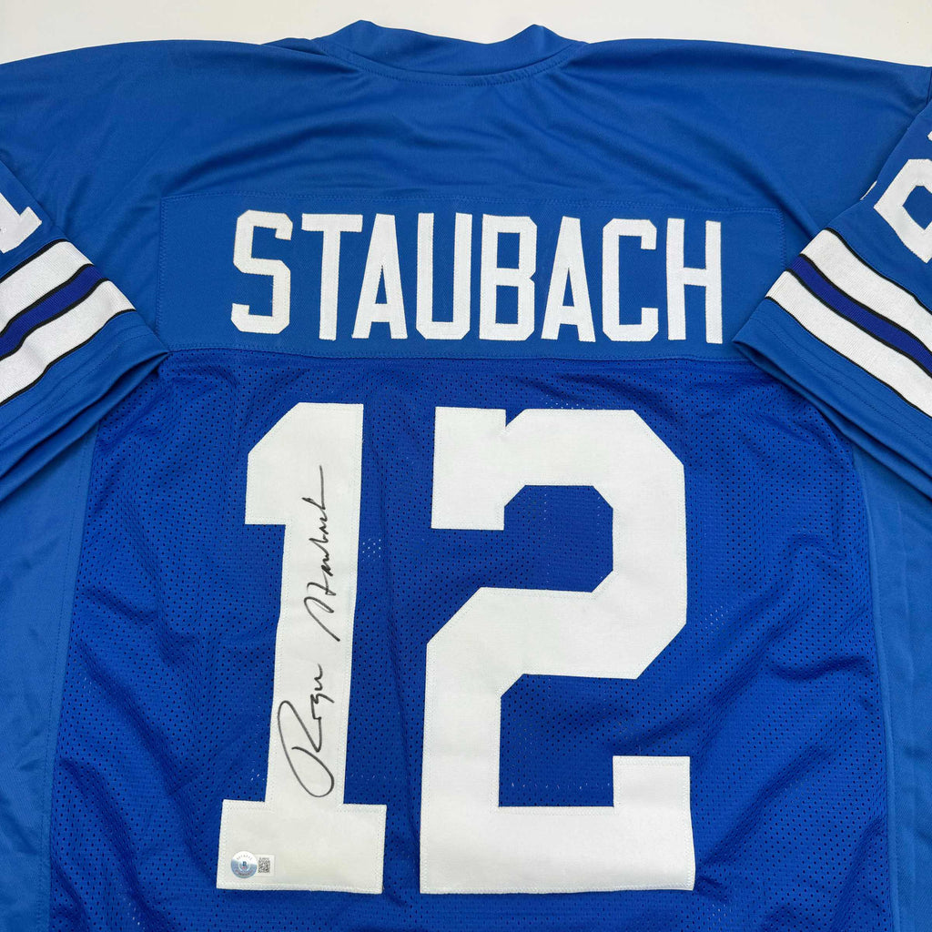 autographed-signed-roger-staubach-dallas-blue-football-jersey-beckett-bas-coa-1
