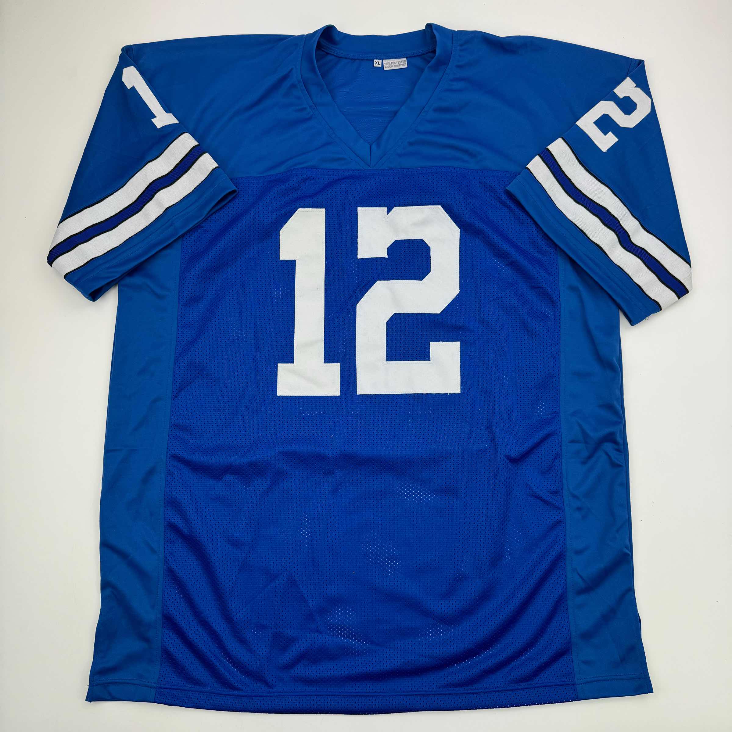 autographed-signed-roger-staubach-dallas-blue-football-jersey-beckett-bas-coa-1