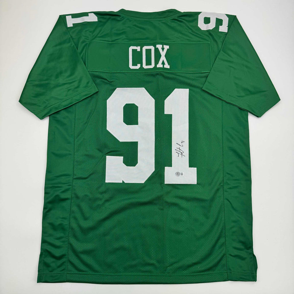 autographed-signed-fletcher-cox-philadelphia-kelly-green-football-jersey-beckett-bas-coa