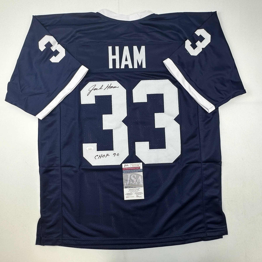 autographed-signed-jack-ham-chof-90-penn-state-blue-college-football-jersey-jsa-coa
