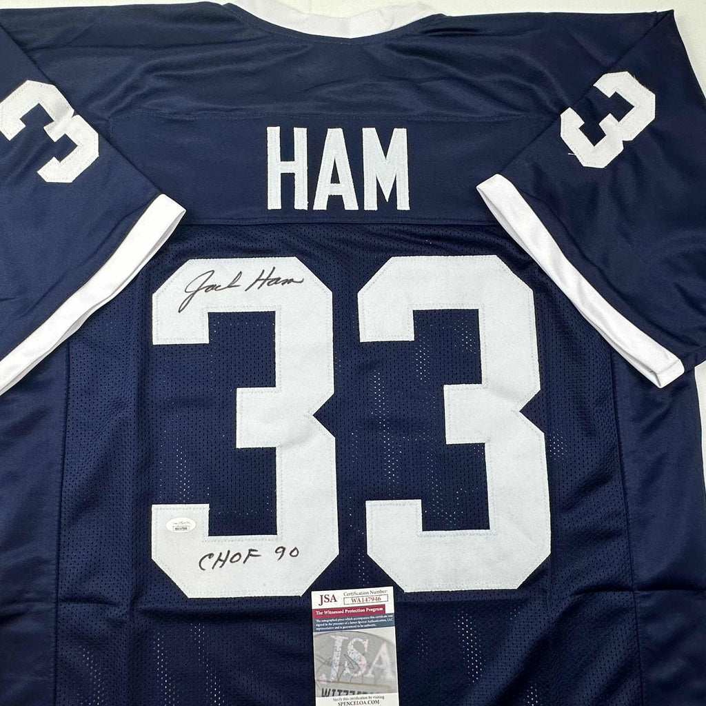 autographed-signed-jack-ham-chof-90-penn-state-blue-college-football-jersey-jsa-coa